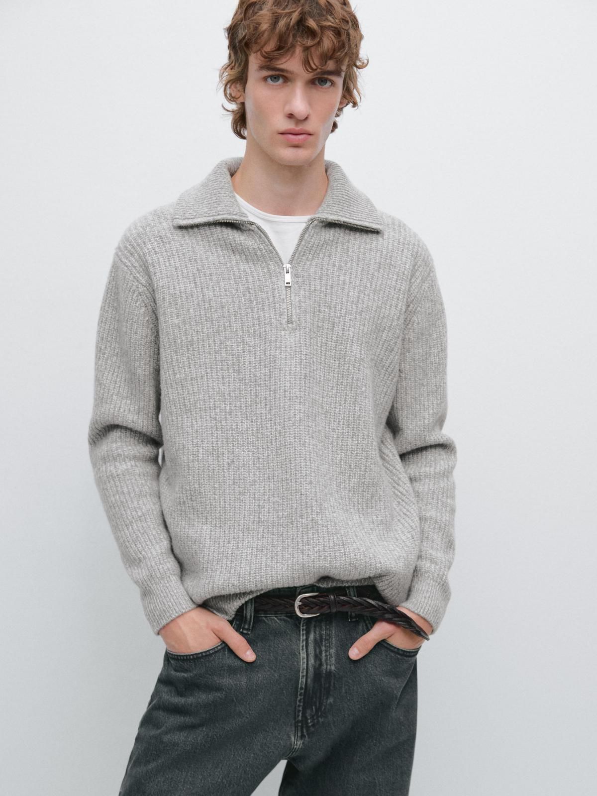 마시모두띠 프리미엄 울 지퍼 하이넥 니트 스웨터 1027/222 ANTHRACITE GREY - 상세 이미지 3