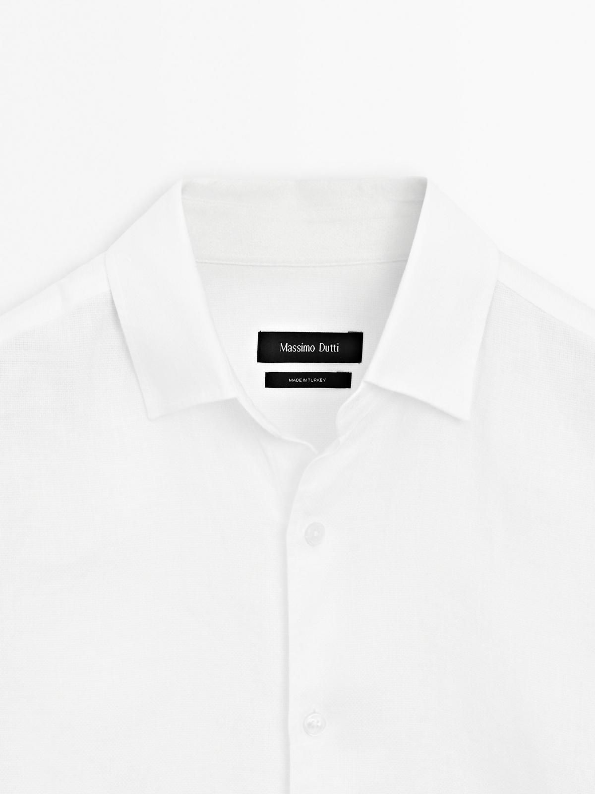 마시모두띠 슬림핏 리넨블렌드 화이트 긴팔 셔츠 0109/730 WHITE - 상세 이미지 5