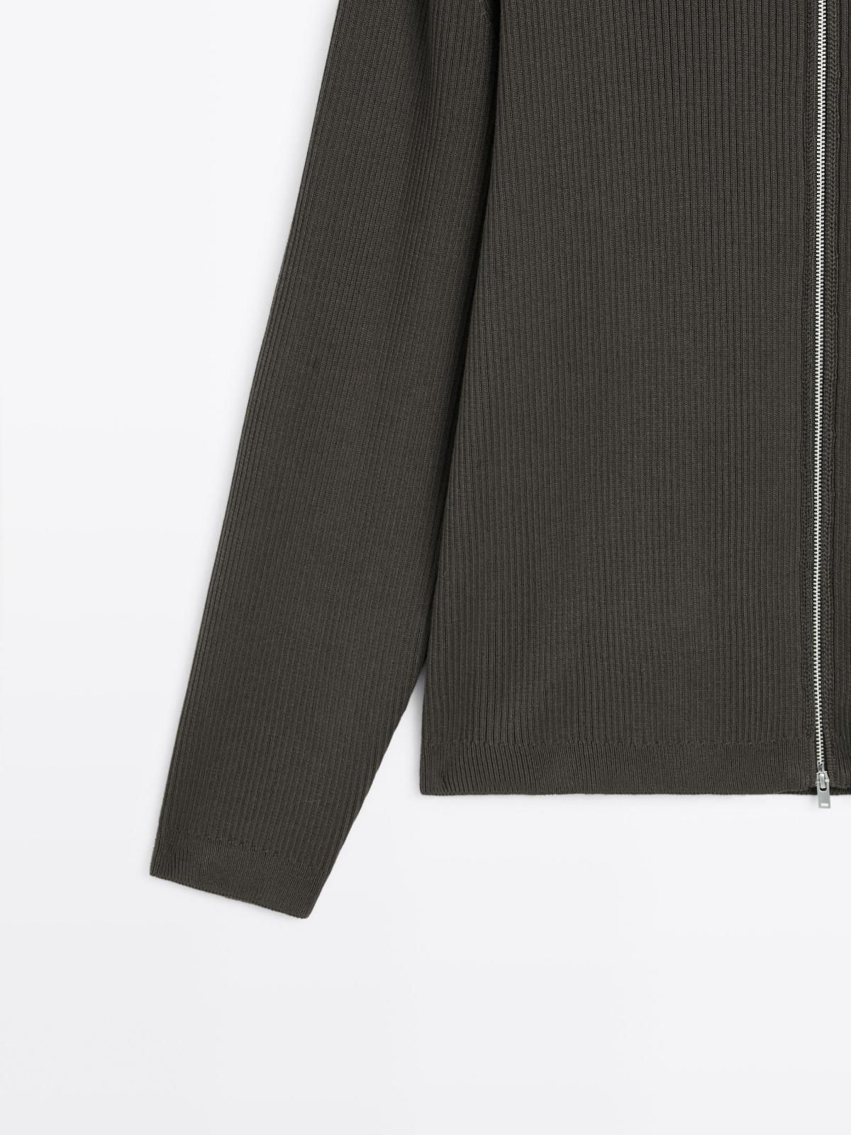 마시모두띠 100 코튼 테크니컬 집업 니트 가디건 1035/201 ANTHRACITE GREY 이미지 8