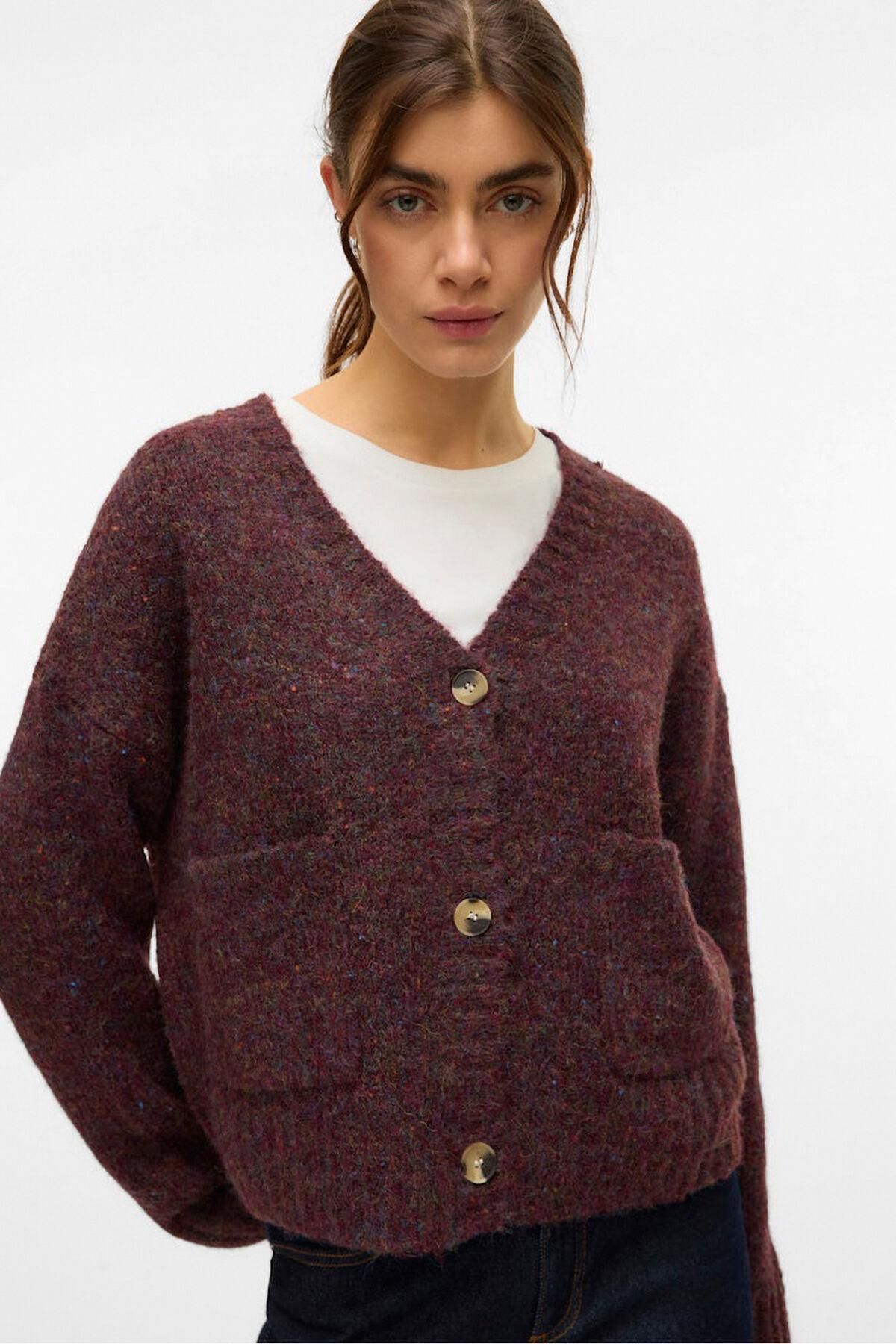 베로모다 브이넥 숏 울 포켓 가디건 3762200 MORADO - 상세 이미지 4