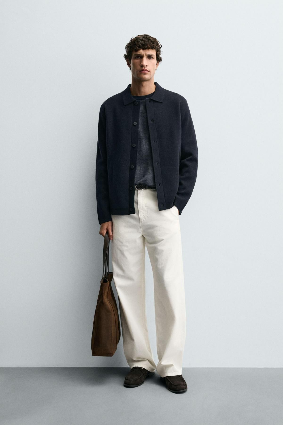 자라 텍스처 베이직 포켓 긴팔 가디건 5755/333 NAVY BLUE - 상세 이미지 2