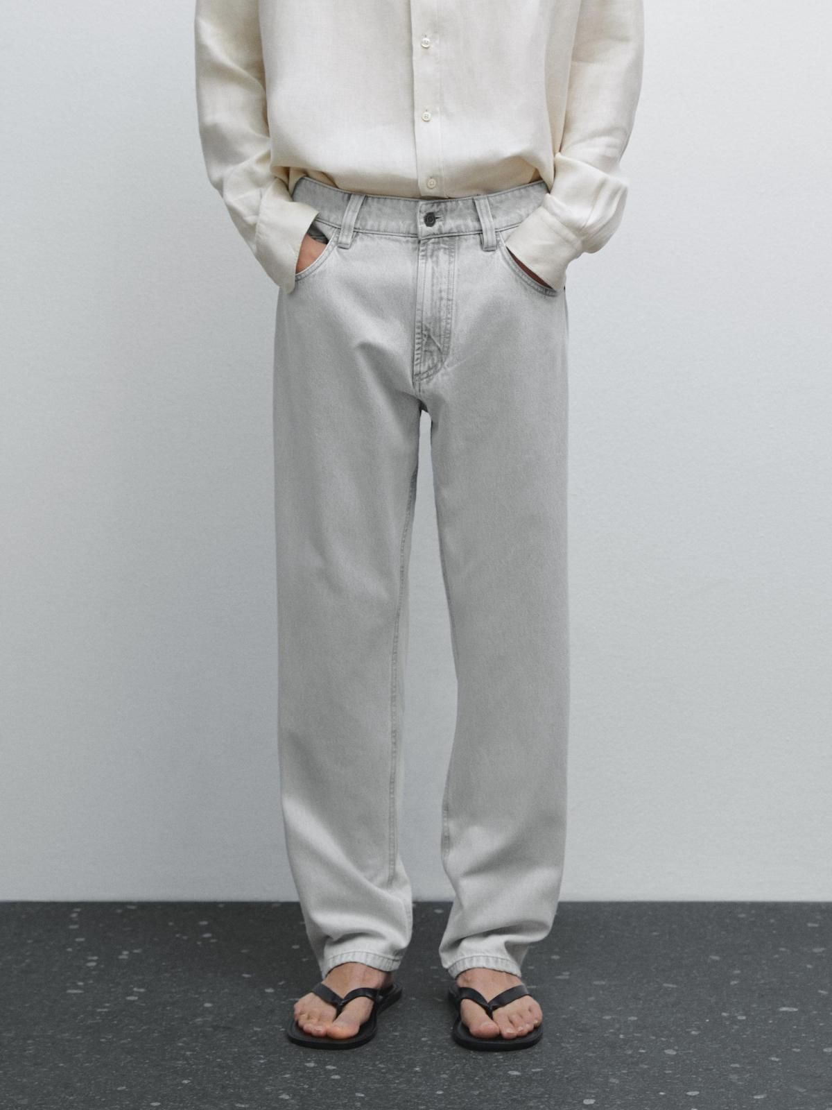 마시모두띠 라이트그레이 와이드핏 데님 청바지 0302/120 ANTHRACITE GREY - 상품 이미지