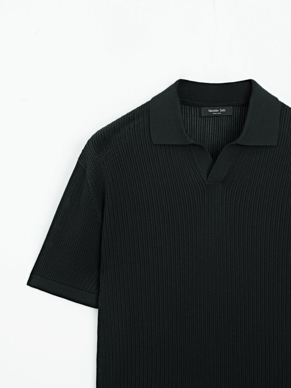 마시모두띠 브이넥 오픈워크 니트 반팔 폴로셔츠 0998/206 NAVY BLUE - 상세 이미지 5