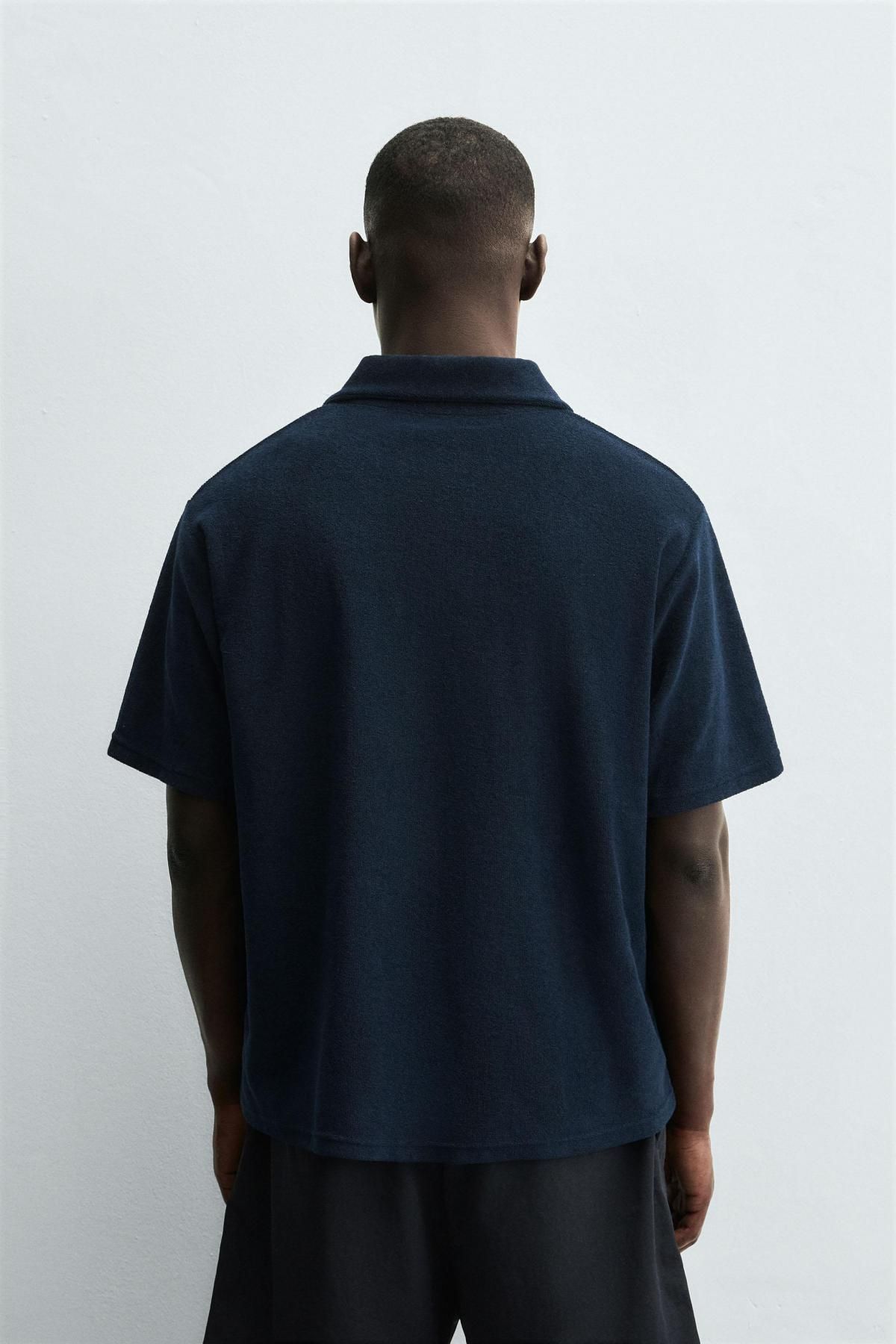 자라 테리 코튼 레귤러핏 반팔 폴로셔츠 0722/313 NAVY BLUE - 상세 이미지 4