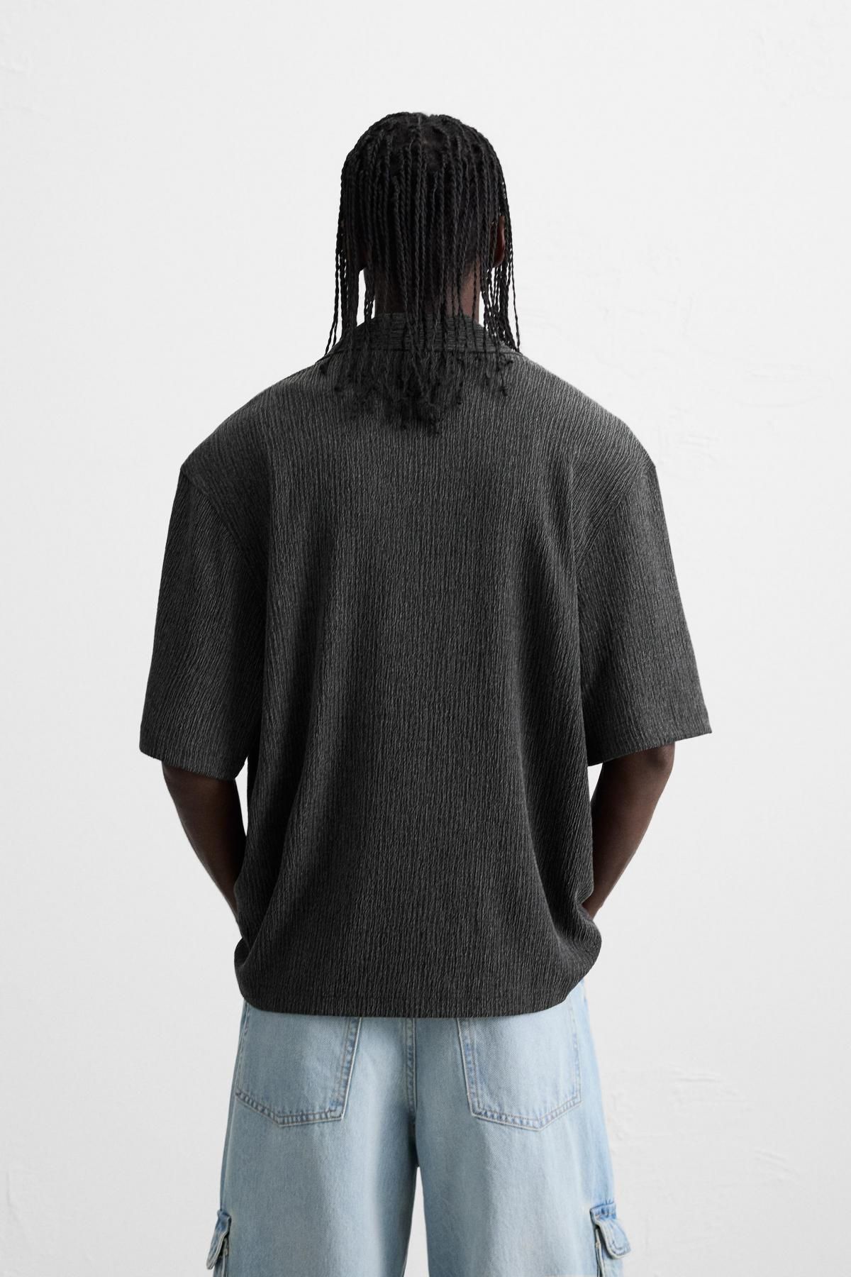 자라 크리즈 텍스처 반팔 셔츠 2688/304 ANTHRACITE GREY - 상세 이미지 4