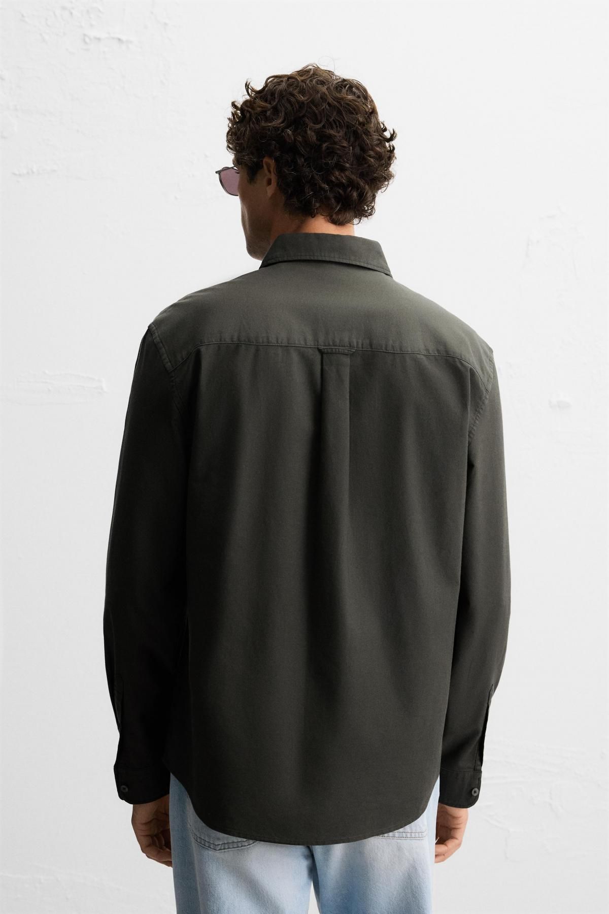 자라 레귤러핏 캐주얼 텍스처 옥스포드 긴팔 셔츠 1063/417 KHAKI - 상세 이미지 4