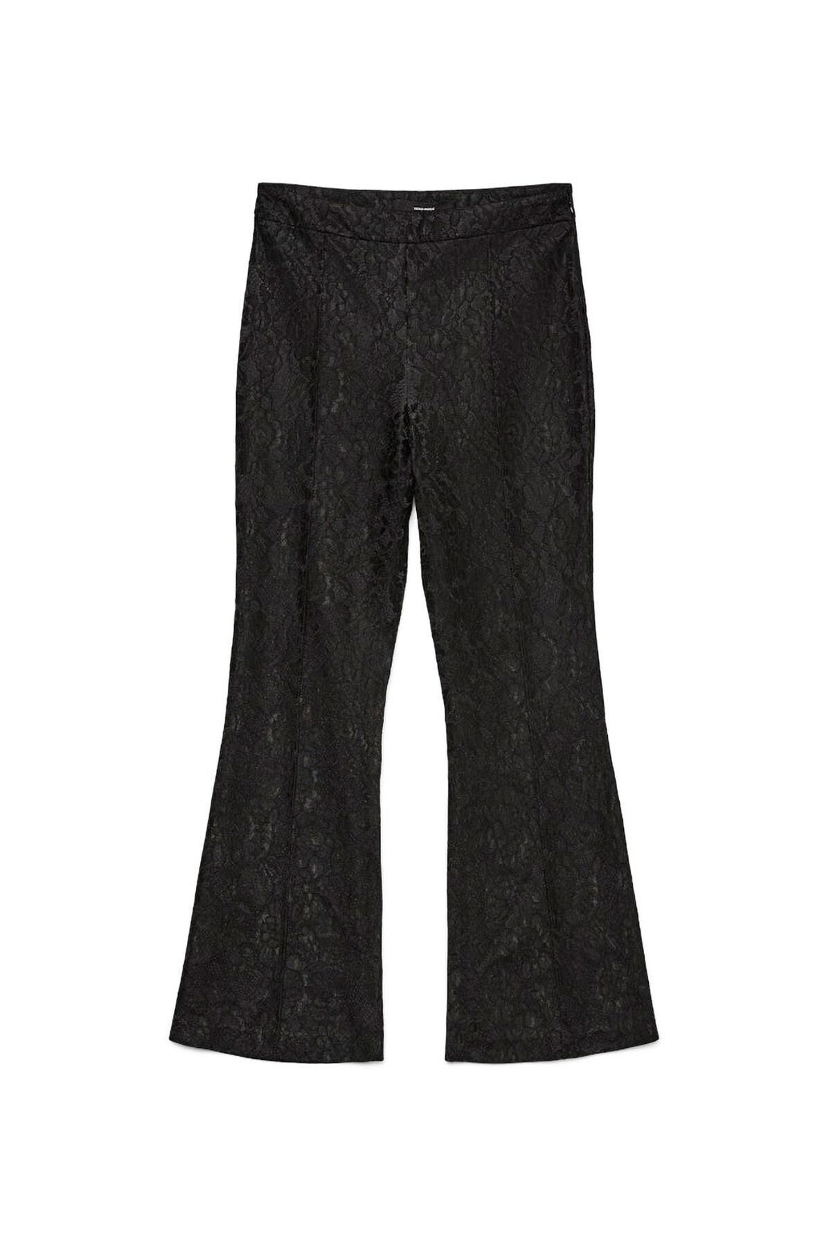 베로모다 레이스 텍스처 부츠컷 팬츠 미드라이즈 3722178 NEGRO - 상세 이미지 5