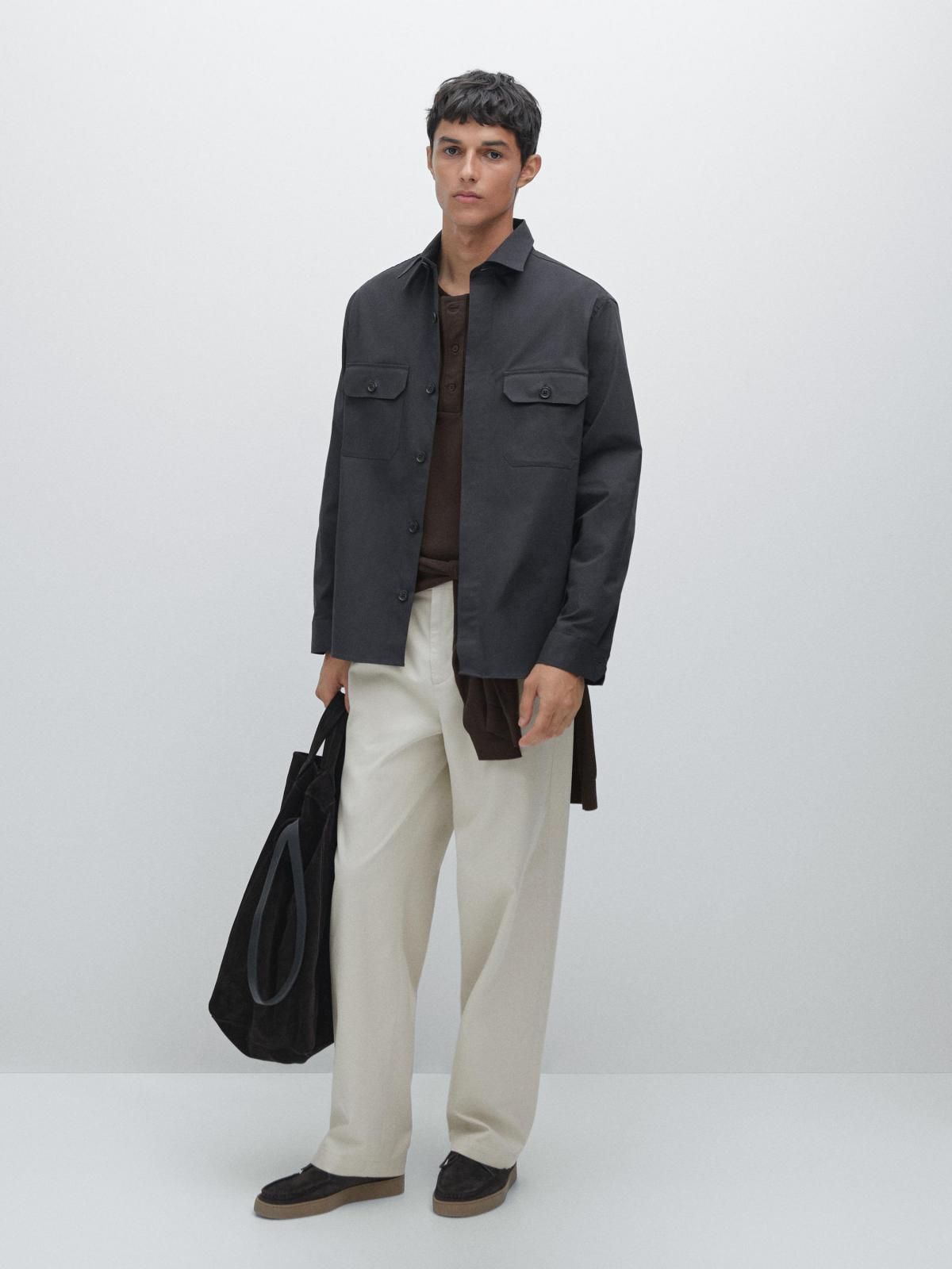 마시모두띠 테크니컬 코튼블렌드 포켓 오버셔츠 1768/266 NAVY BLUE - 상세 이미지 2