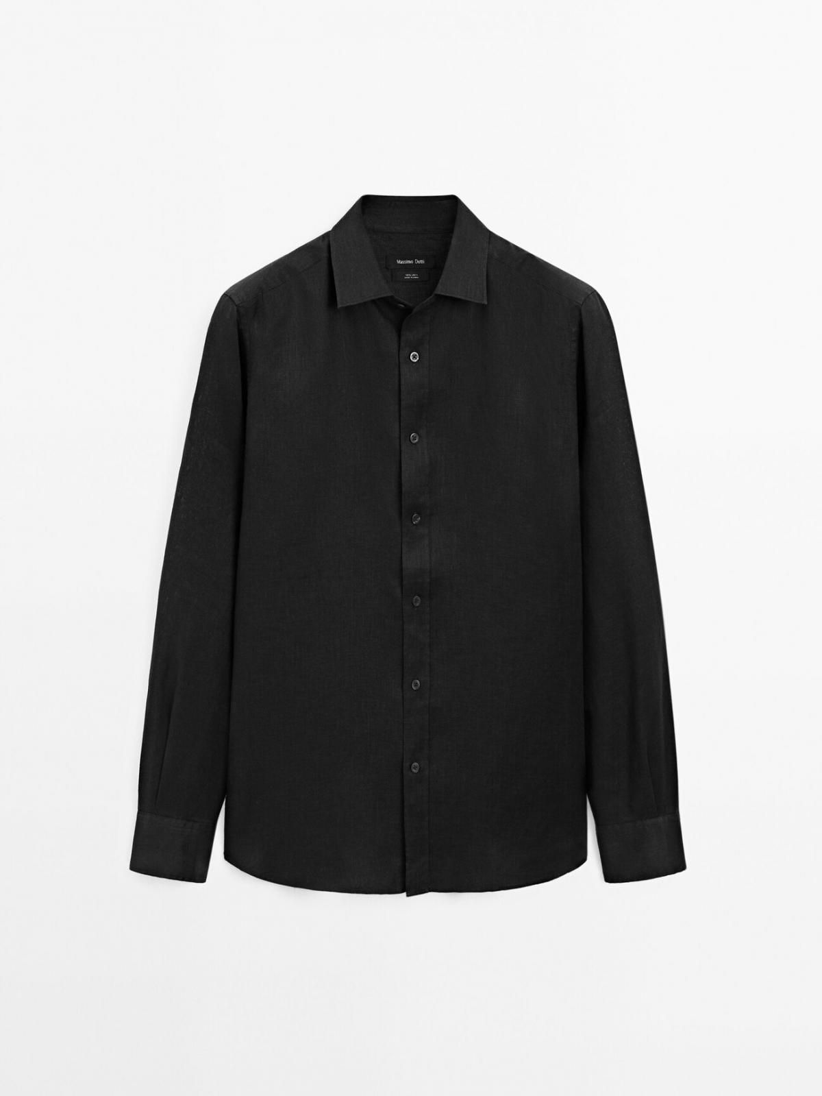 마시모두띠 100 리넨 셔츠 0100/777 BLACK - 상품 이미지
