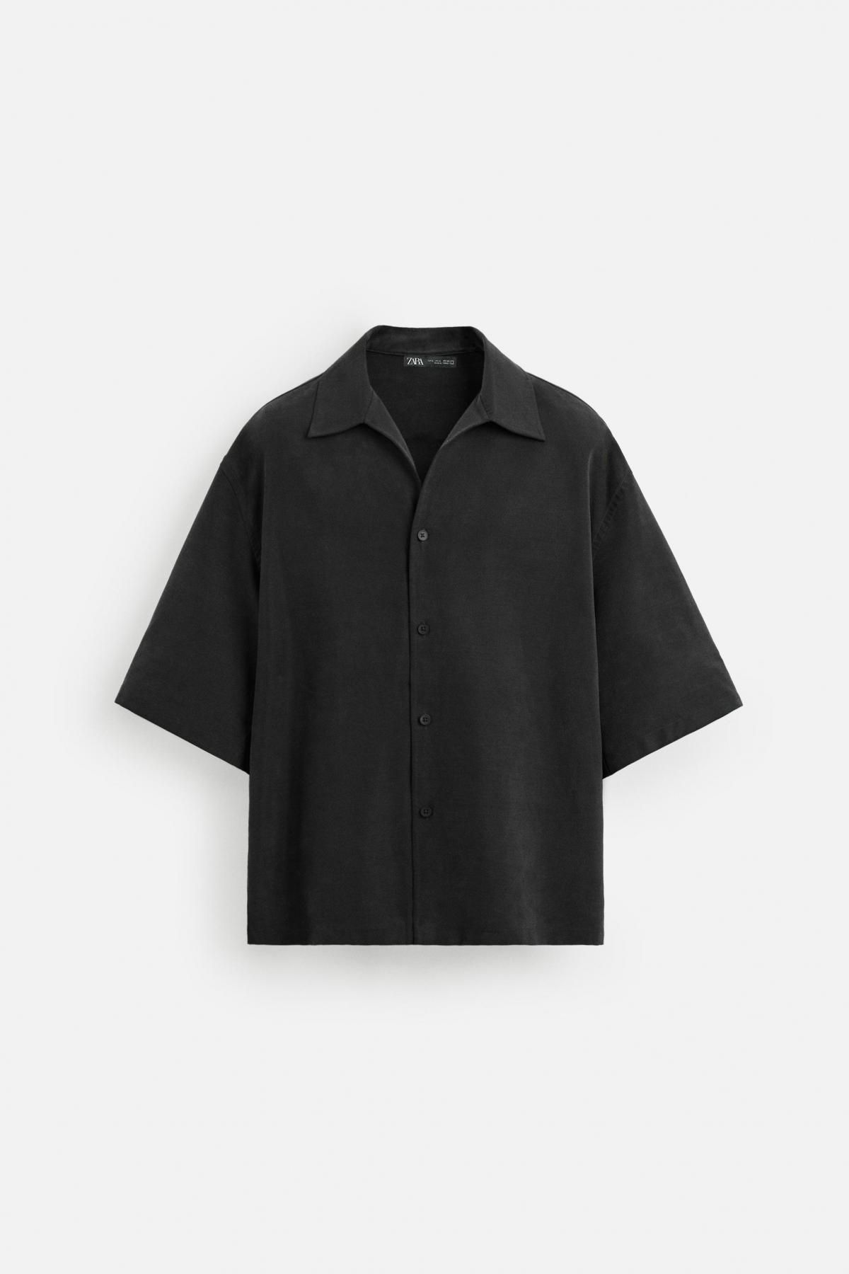 자라 미니멀 릴렉스핏 플로우 반팔 셔츠 3992/250 BLACK - 메인 이미지