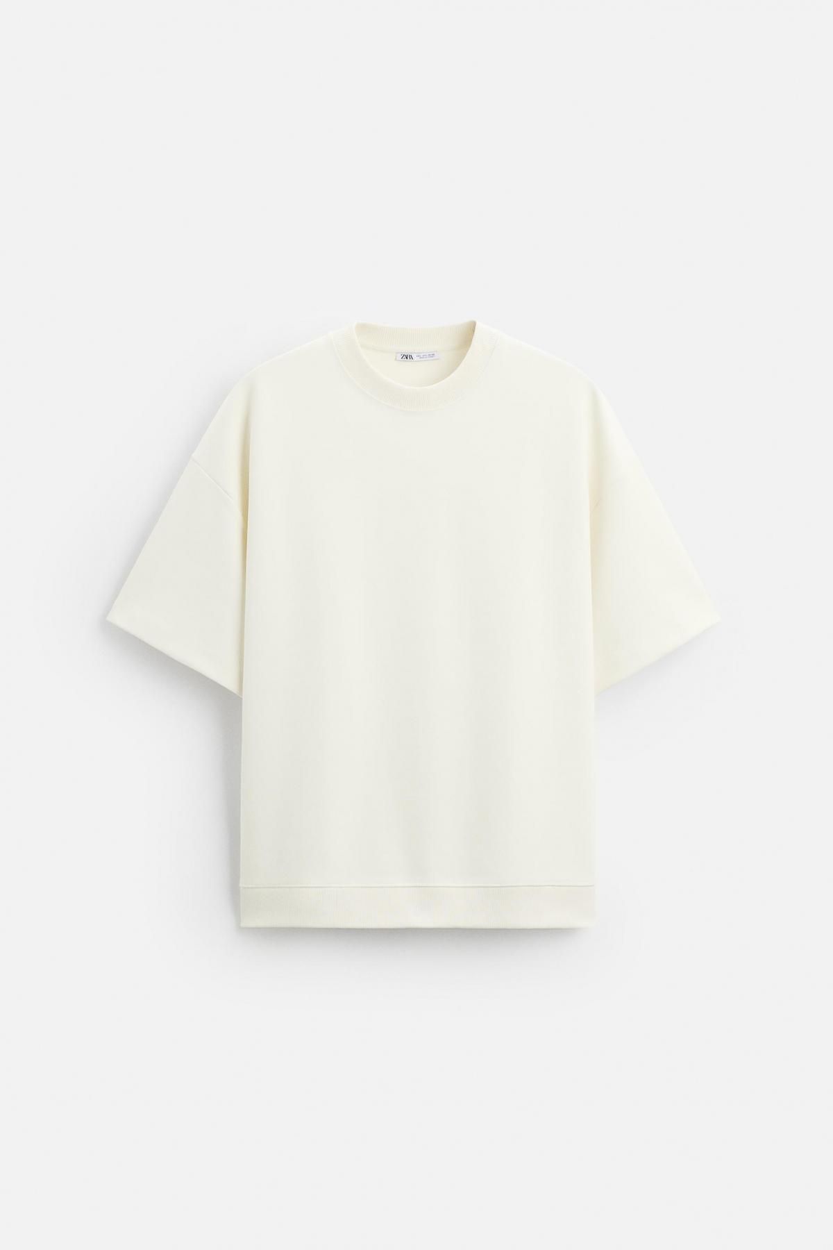 자라 인터록 텍스처 스웨트셔츠 0761/450 OYSTER-WHITE - 메인 이미지
