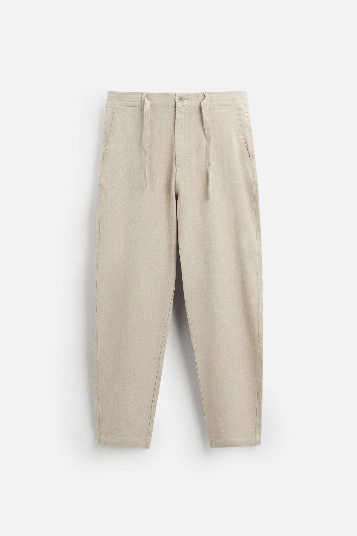 자라 코튼리넨 팬츠 8574/303 LIGHT BEIGE - 상세 이미지 5