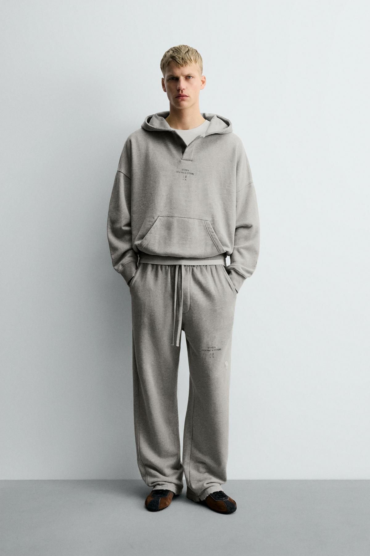 자라 박시핏 포켓 그레이 후드 스웨트셔츠 0722/326 GREY MARL - 상세 이미지 2