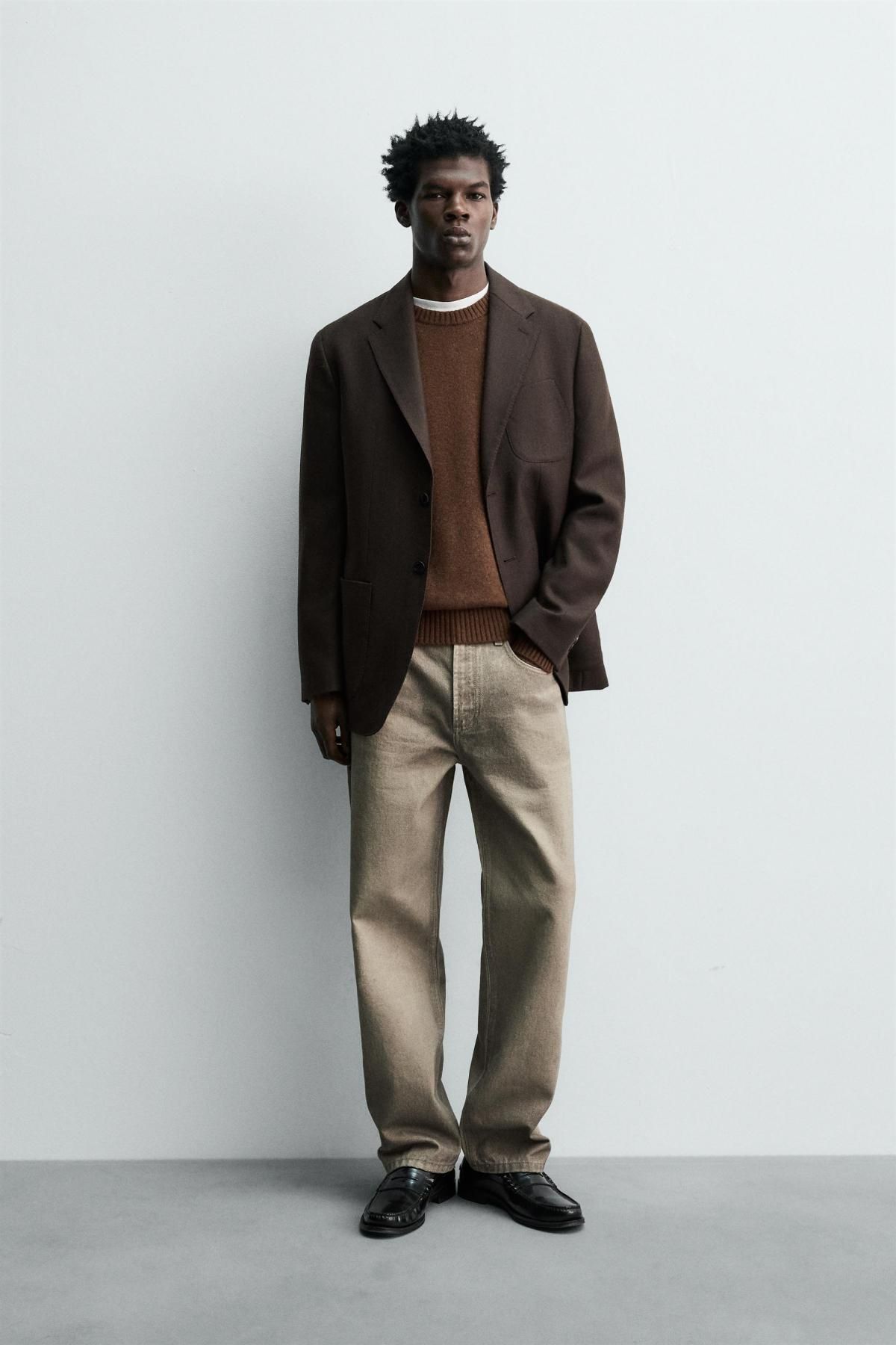 자라 이탈리안 울 클래식 테일러드 플란넬 블레이저 6767/516 CHOCOLATE - 상세 이미지 2