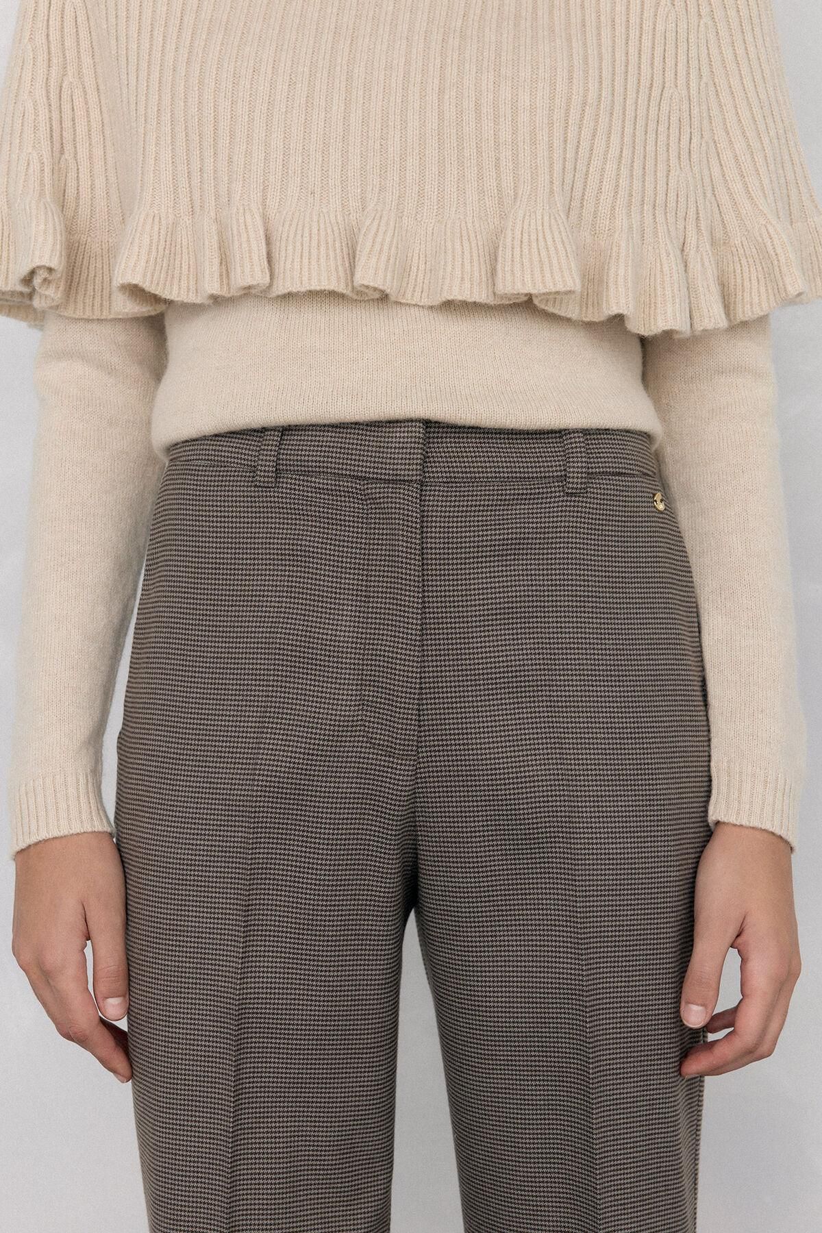 페드로 델 이에로 클래식 플레어 체크 슬랙스 팬츠 7602529 MARRON - 상세 이미지 3