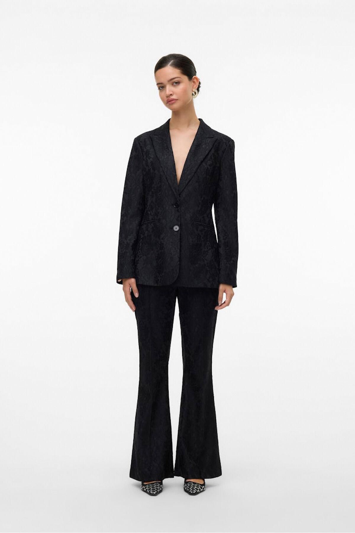 베로모다 레이스 텍스처 부츠컷 팬츠 미드라이즈 3722178 NEGRO - 상세 이미지 2