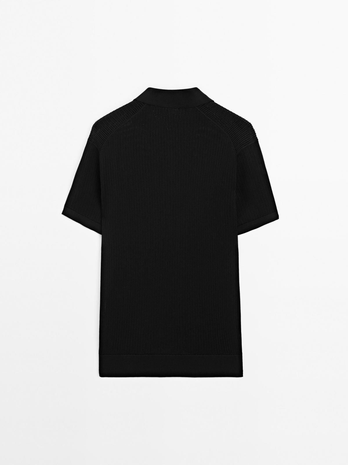 마시모두띠 오픈워크 브이넥 니트 폴로셔츠 0998/206 BLACK - 상세 이미지 2