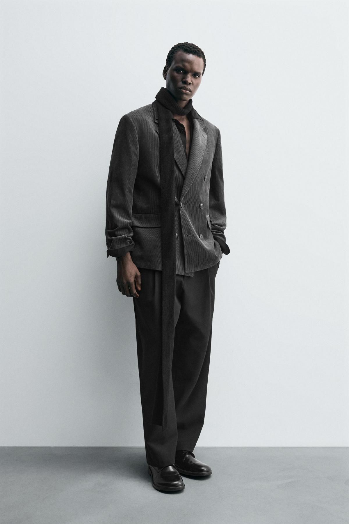 자라 테일러드 더블브레스트 코듀로이 블레이저 1169/728 ANTHRACITE GREY - 상세 이미지 5