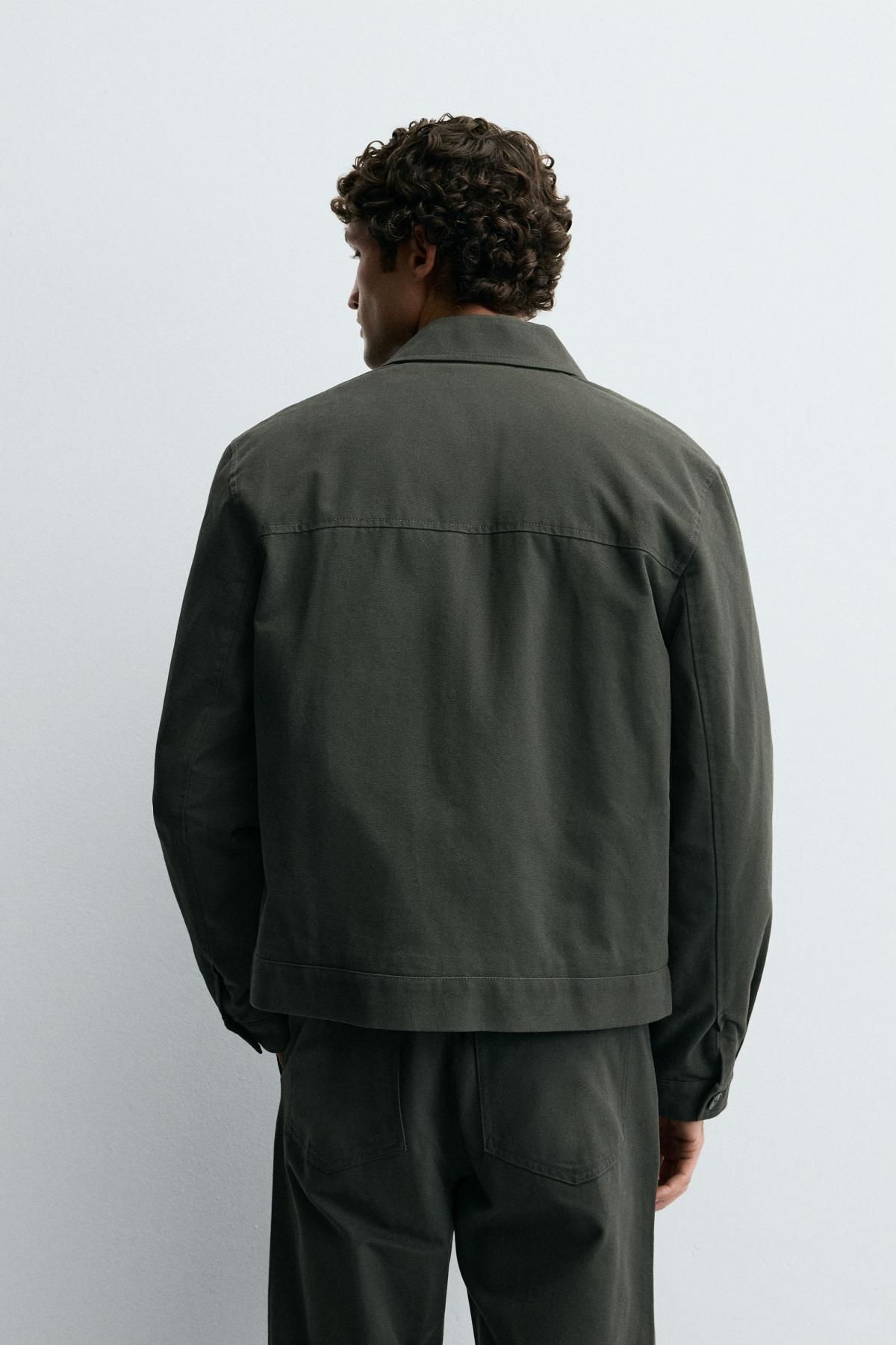 자라 테크니컬 퀼팅 집업 오버셔츠 1437/211 DARK KHAKI - 상세 이미지 4
