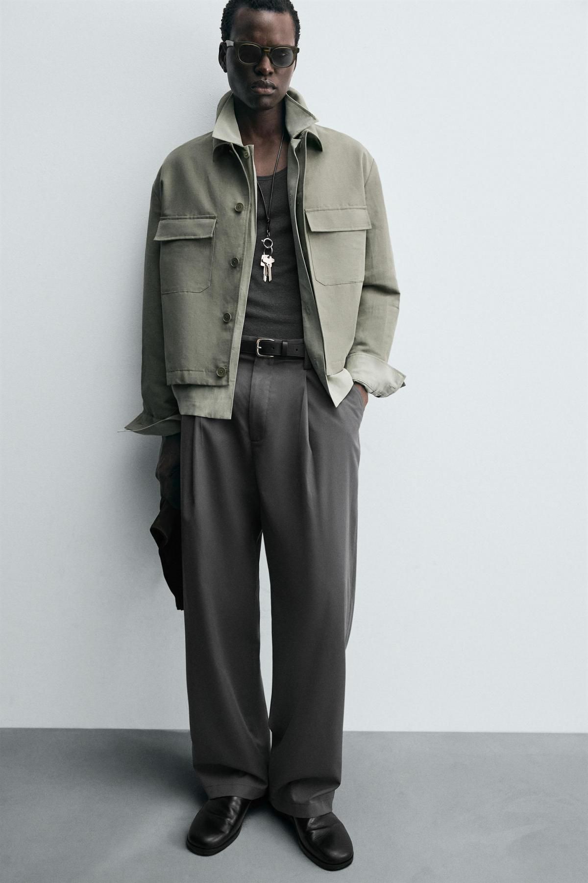 자라 포켓 카키 테크니컬 박시핏 오버셔츠 5899/444 LIGHT GREEN 이미지 6