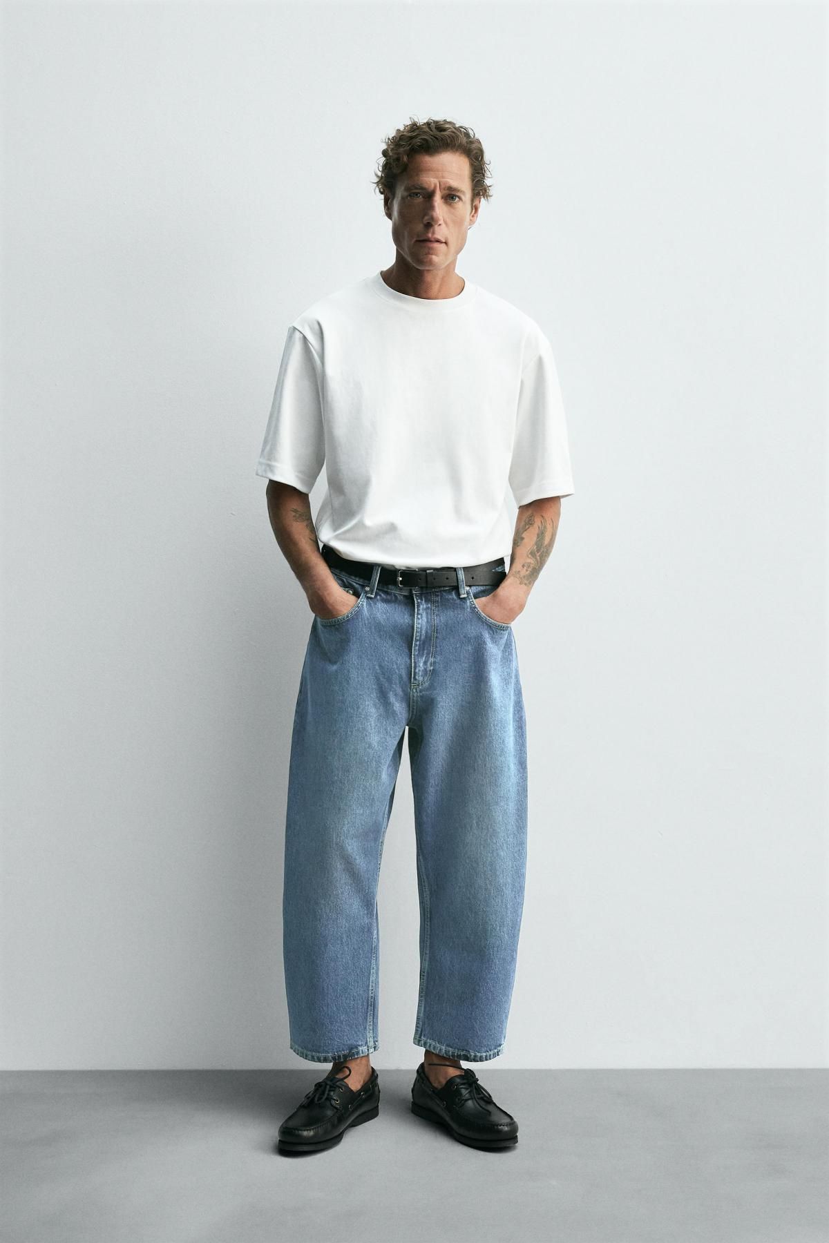 자라 테이퍼드 와이드핏 데님 청바지 9942/370 MID-BLUE - 상세 이미지 2