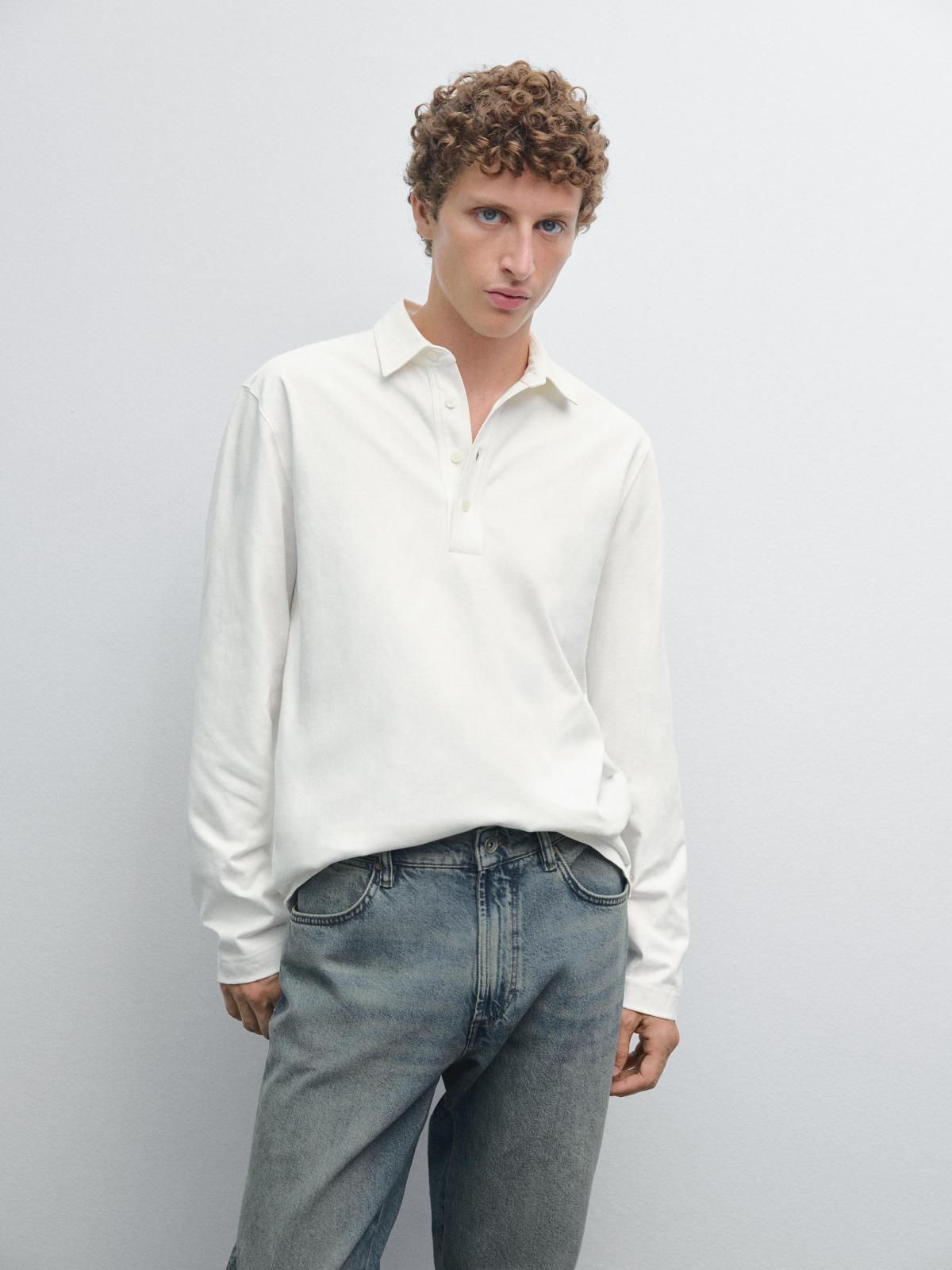 마시모두띠 베이직 코튼 긴팔 폴로셔츠 0625/152 OFF WHITE - 상세 이미지 2