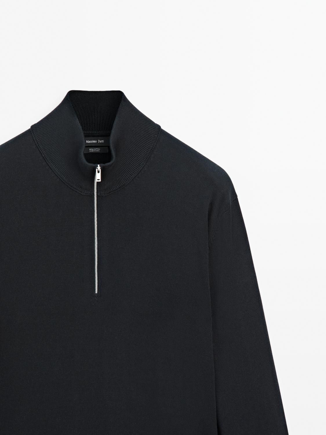 마시모두띠 미니멀 지퍼넥 니트 스웨터 0947/201 NAVY BLUE - 상세 이미지 3