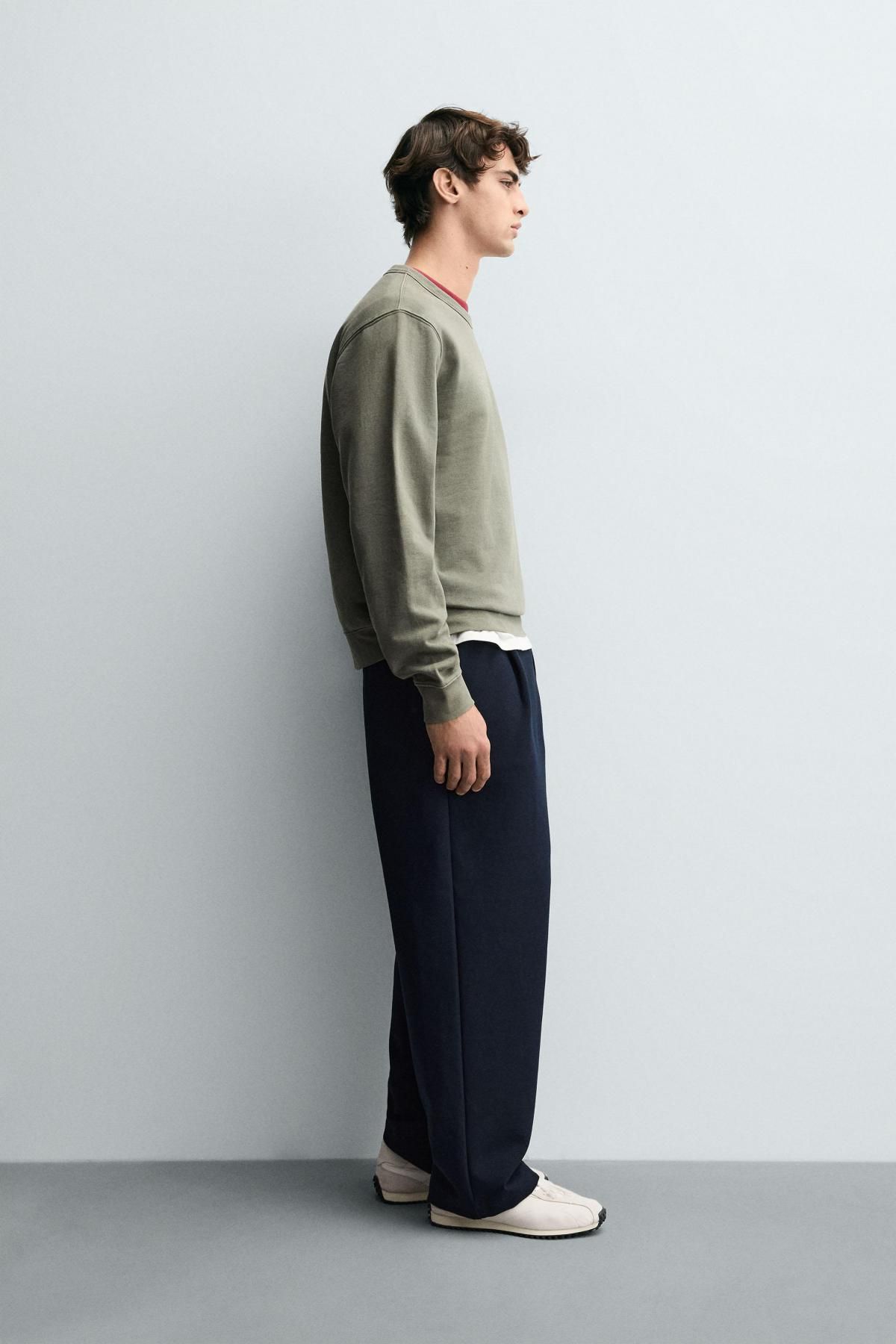 자라 코튼 크루넥 베이직 긴팔 스웨트셔츠 3443/360 LIGHT GREEN - 상세 이미지 5