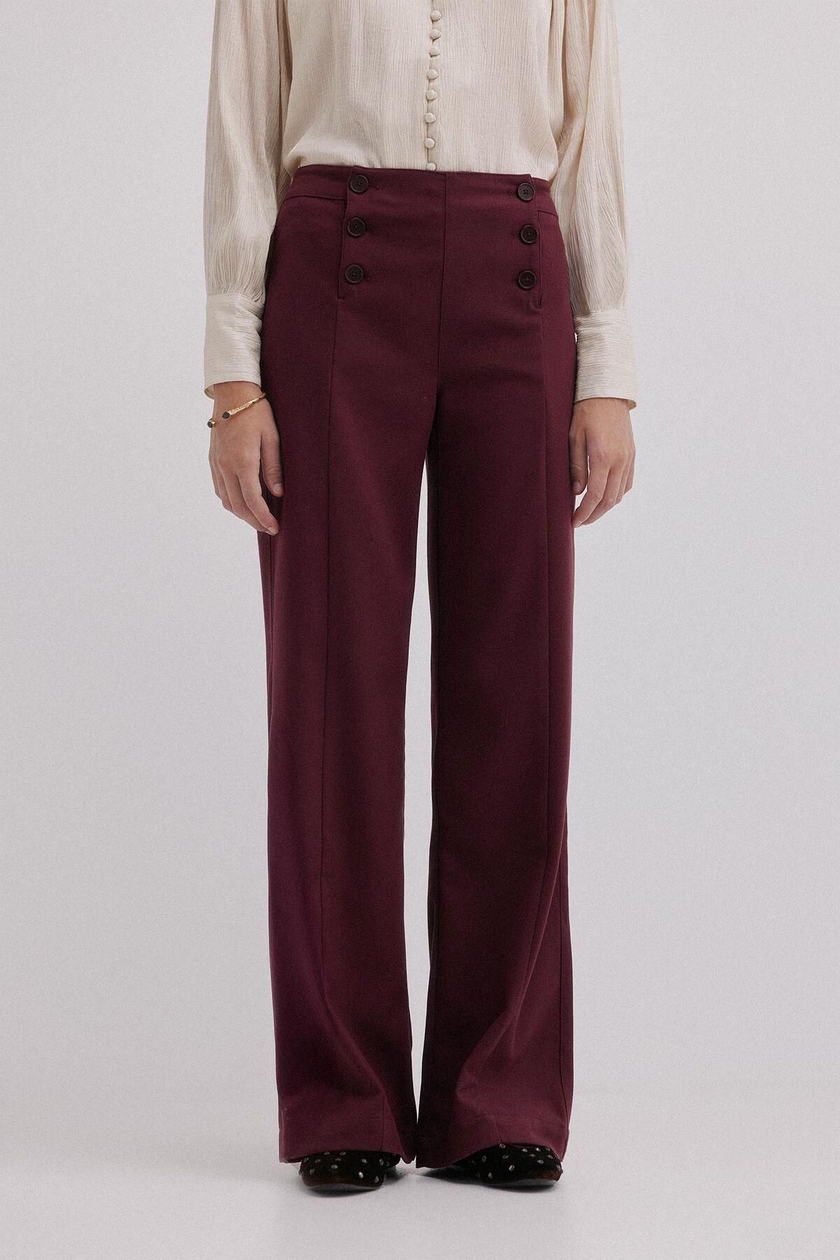 호스 인트로피아 마린 버튼 하이웨이스트 와이드 팬츠 6542830 GRANATE - 상품 이미지