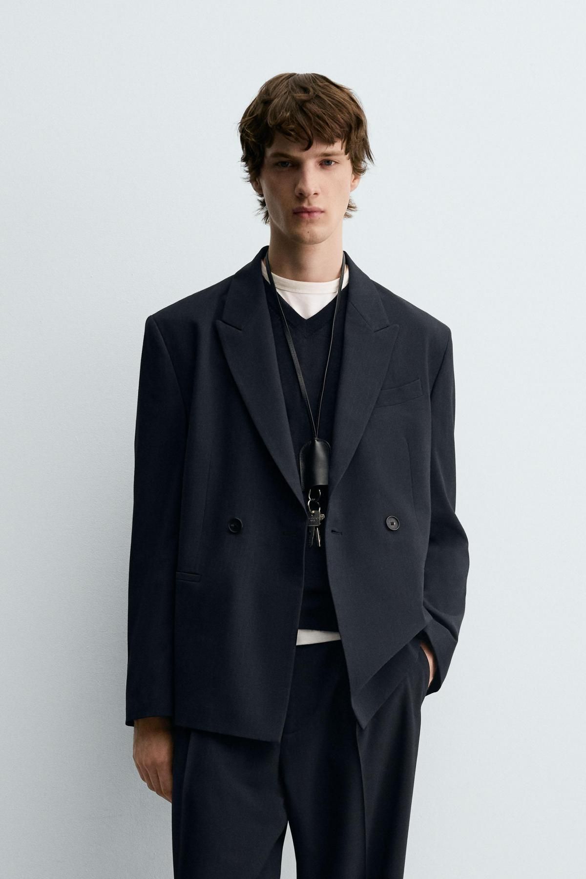 자라 클래식 스트라이프 더블브레스트 테일러드 블레이저 5894/908 DARK NAVY - 상세 이미지 3