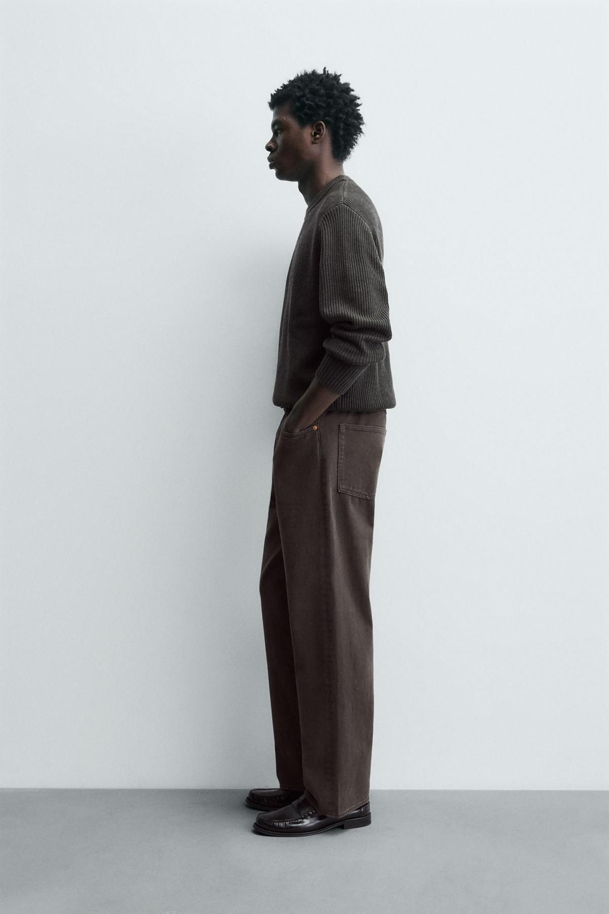 자라 스트레이트핏 테크니컬 데님 팬츠 8062/354 BROWN - 상세 이미지 5