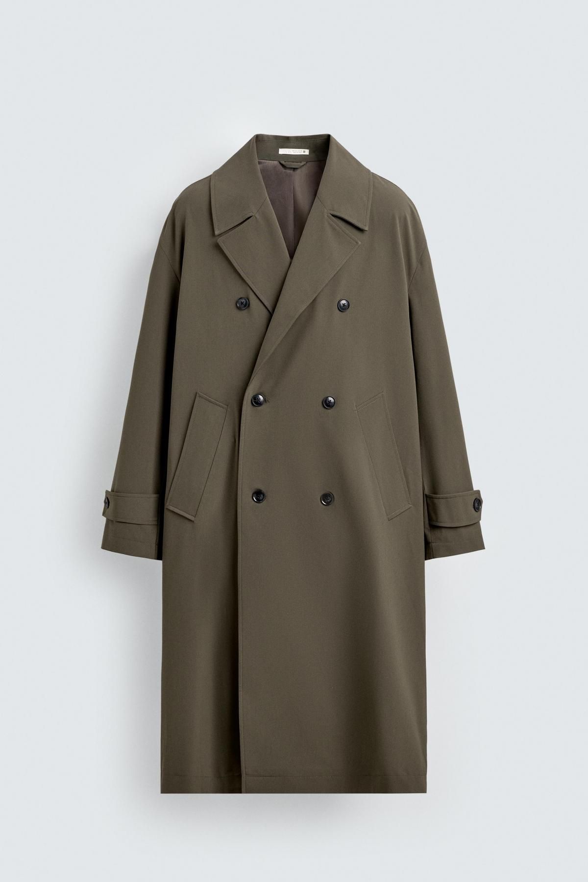 자라 카키 오버사이즈 더블브레스트 트렌치코트 6861/495 TAUPE GREY - 상품 이미지