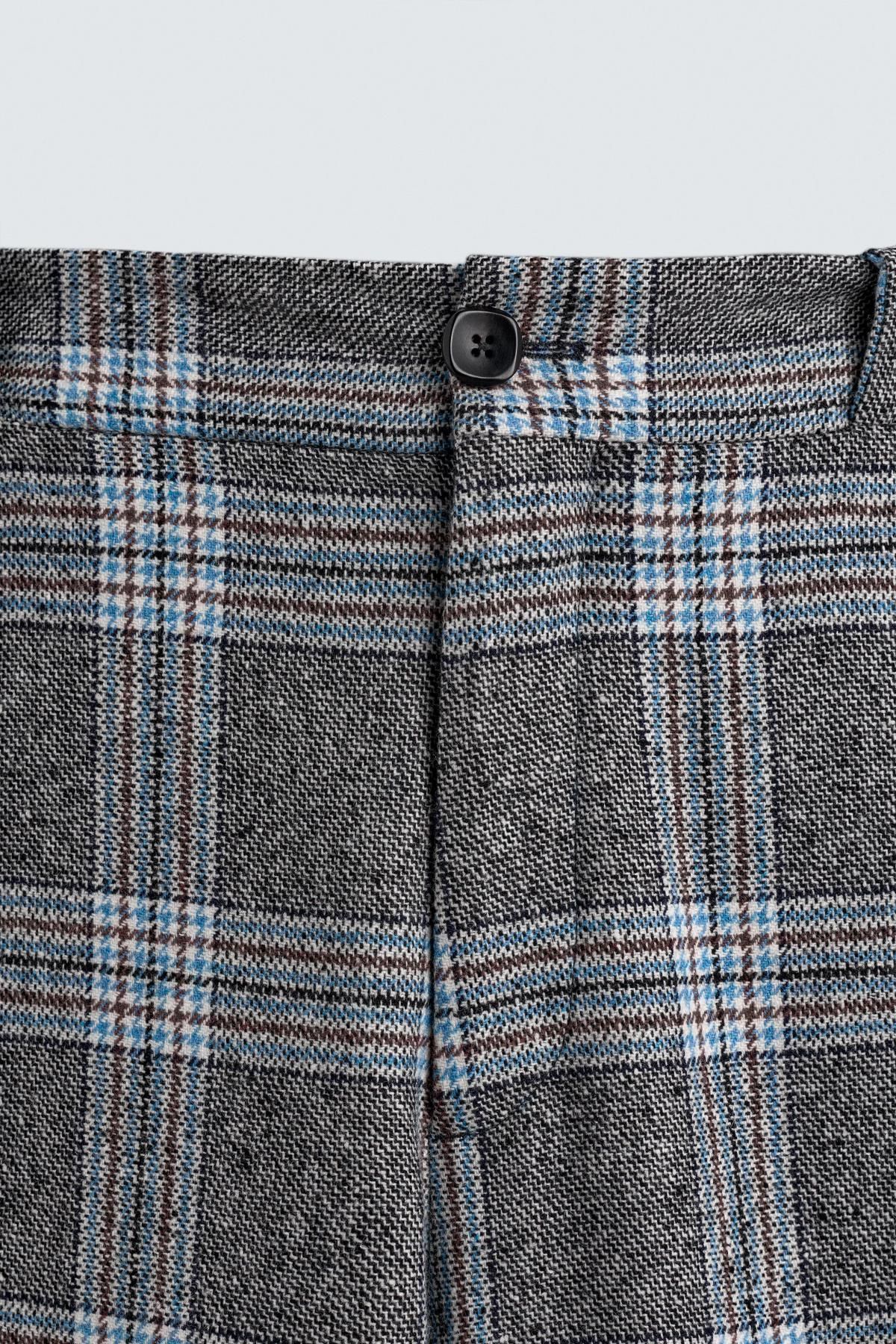 자라 체크 와이드핏 울블렌드 팬츠 X 해리 램버트 디즈니 5009/062 GREY / BLUE 이미지 8