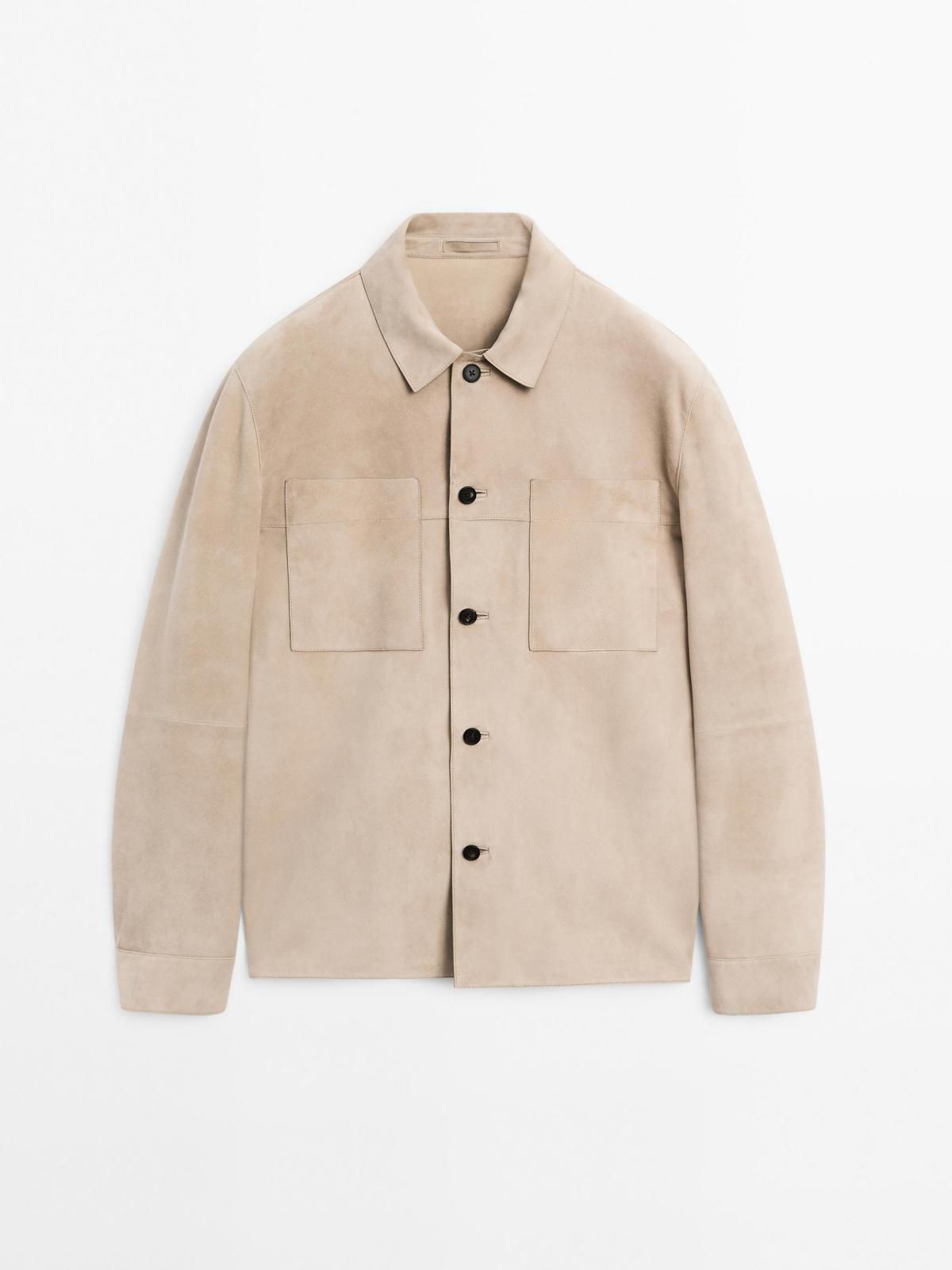 마시모두띠 스웨이드 가죽 버튼 오버셔츠 3365/597 LIGHT BEIGE - 상품 이미지