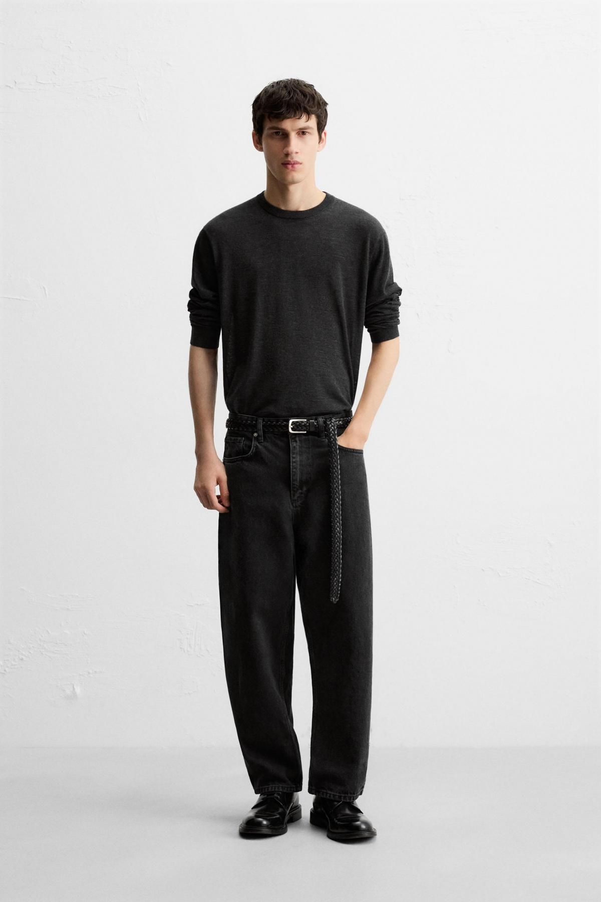 자라 테이퍼드 와이드핏 블랙 데님 청바지 9942/370 BLACK - 상세 이미지 2
