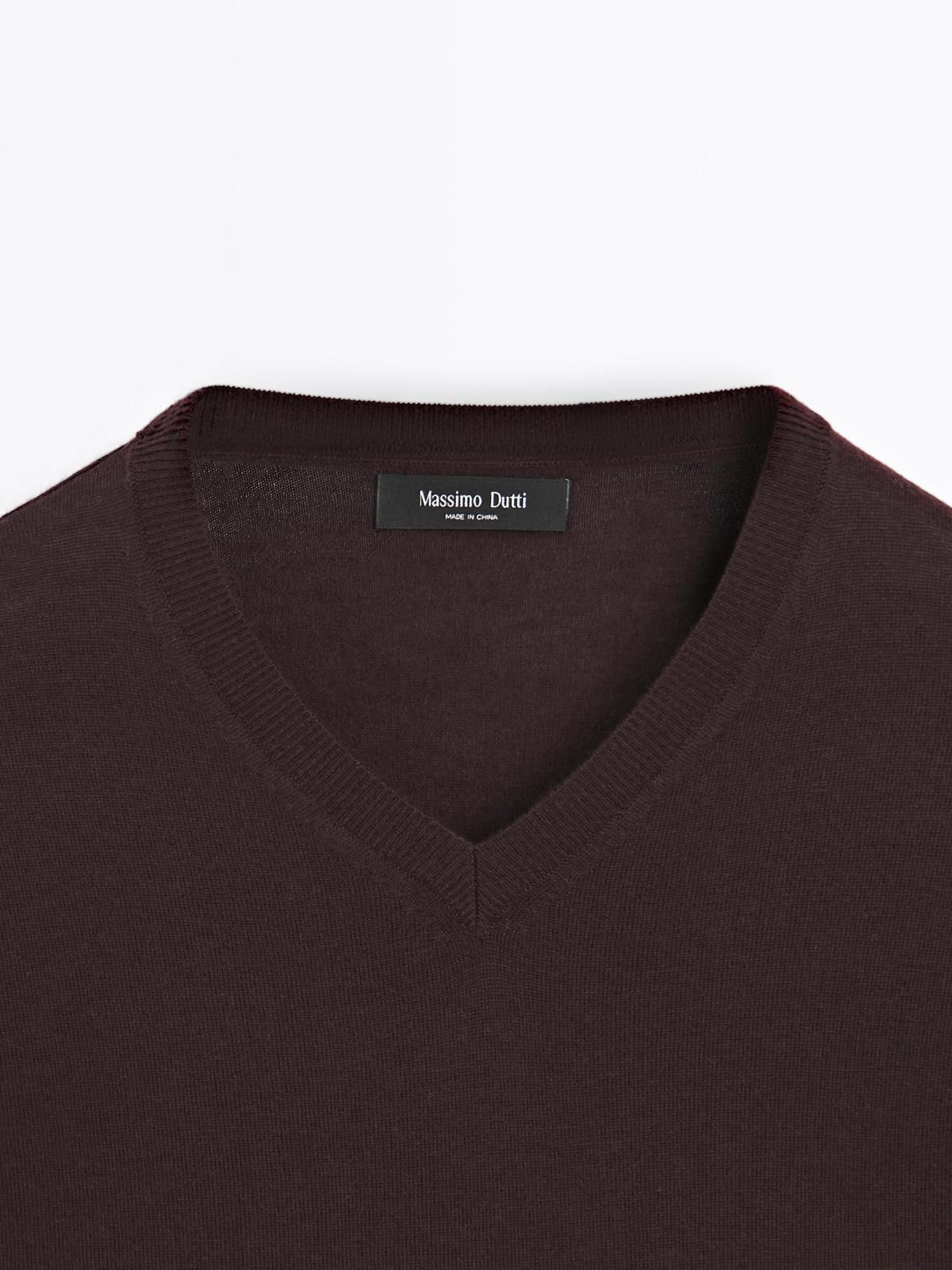 마시모두띠 브이넥 소프트 울블렌드 니트 스웨터 0990/219 BURGUNDY - 상세 이미지 3