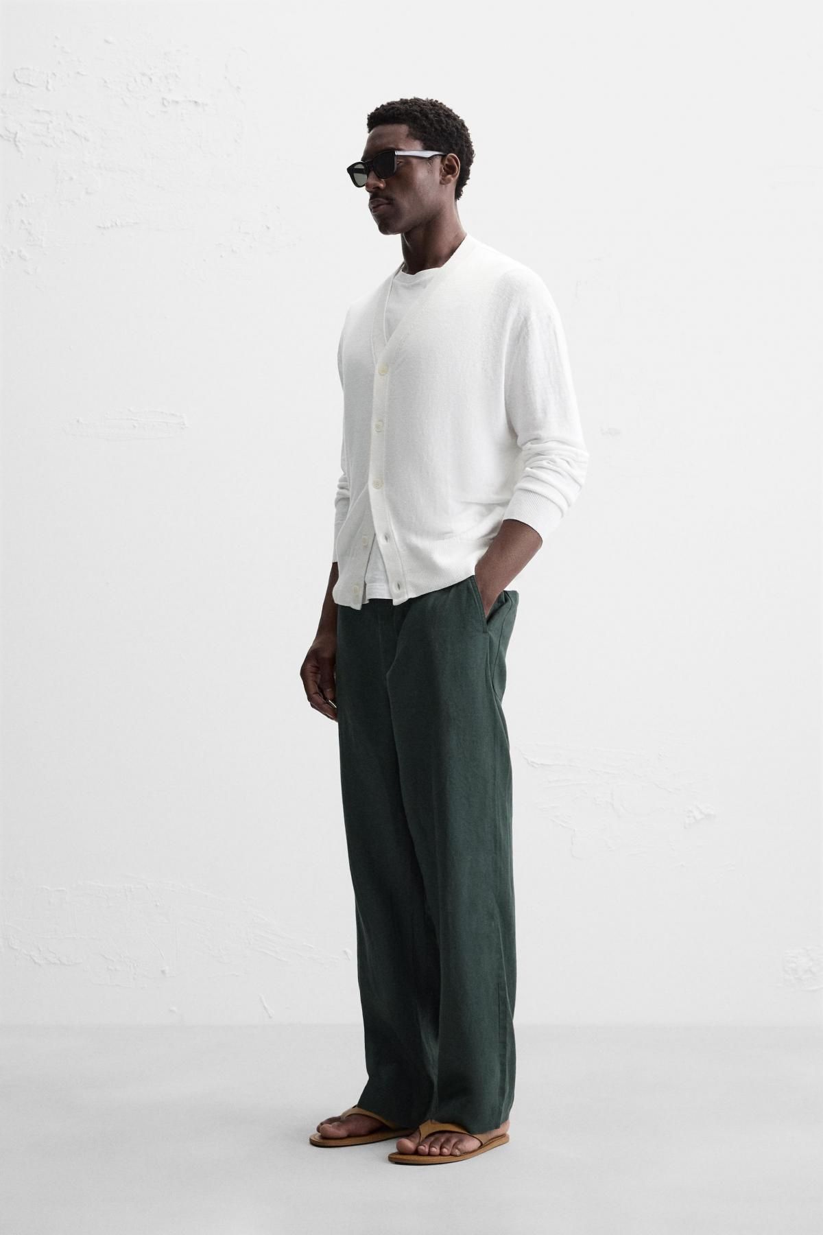 자라 친환경 헴프 브이넥 화이트 카디건 2142/418 WHITE - 상세 이미지 5