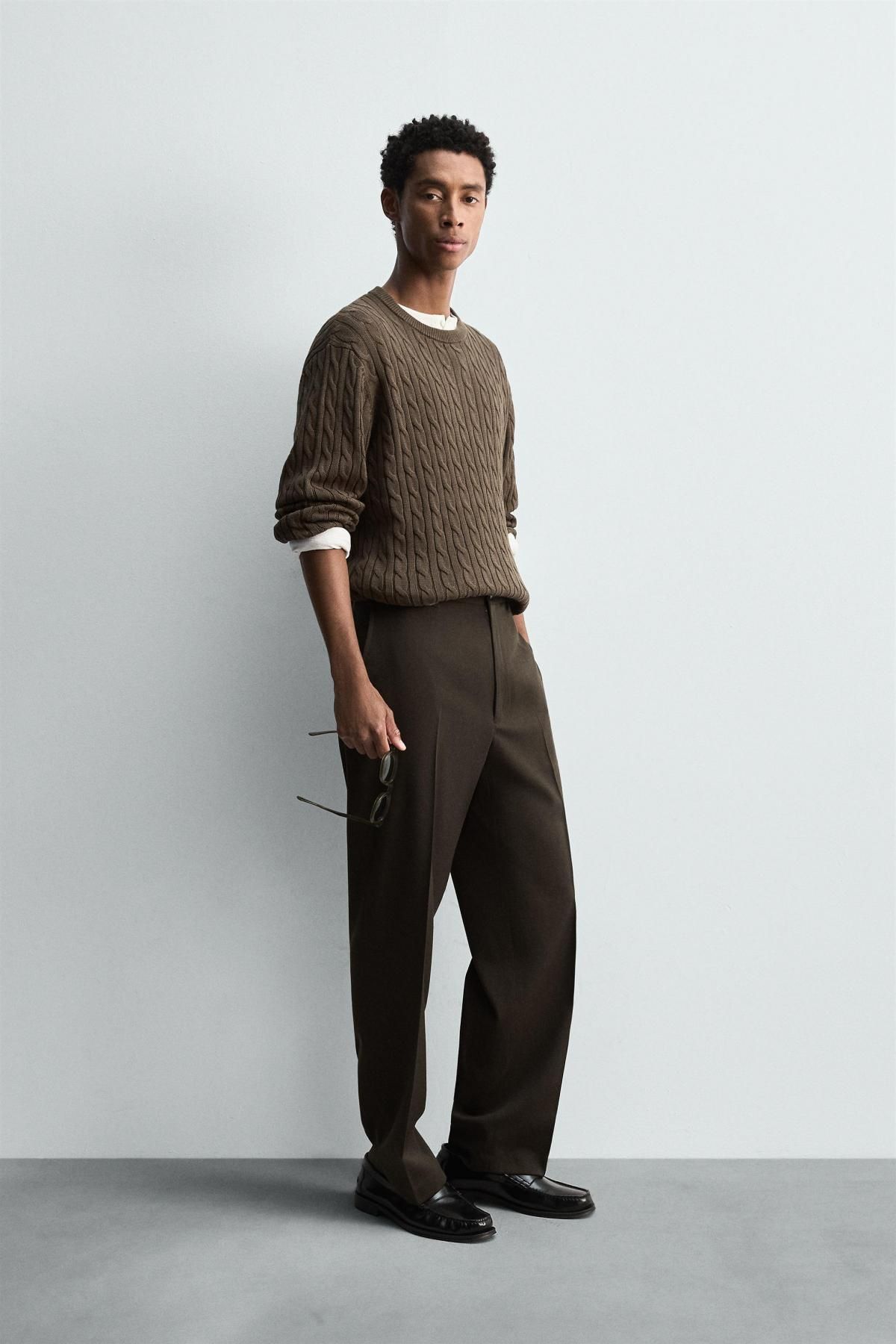 자라 이탈리안 라이트울 레귤러핏 팬츠 4735/529 BLACK / BROWN - 상세 이미지 4