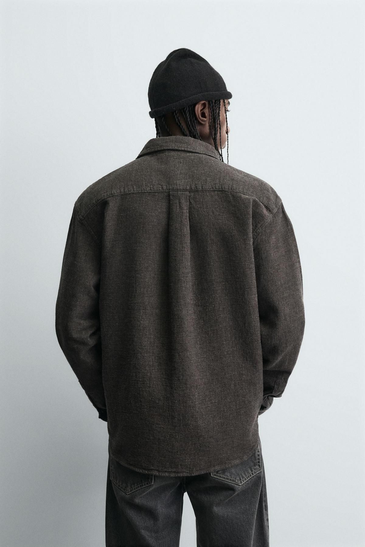자라 텍스처 릴렉스핏 테크니컬 오버셔츠 2634/701 BROWN - 상세 이미지 4