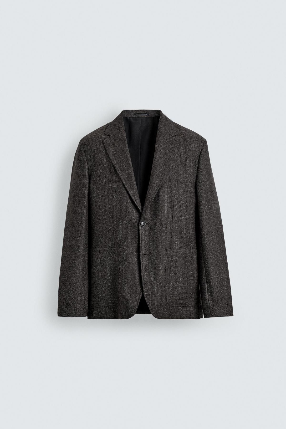 자라 테일러드 울 텍스처 블레이저 5939/539 DARK BROWN - 상품 이미지