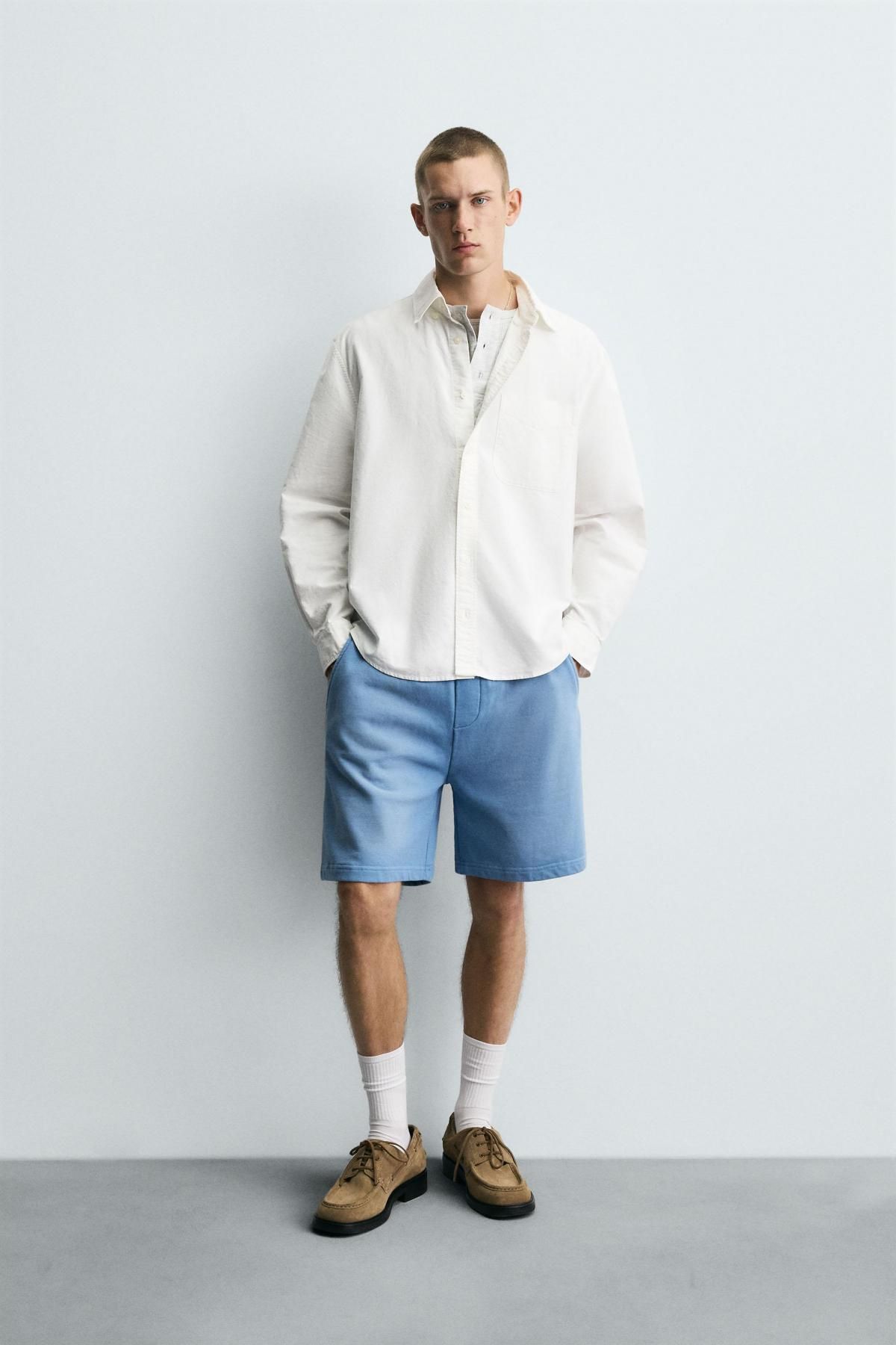 자라 스프레이워싱 릴랙스핏 버뮤다 반바지 4729/305 LIGHT BLUE - 상세 이미지 2