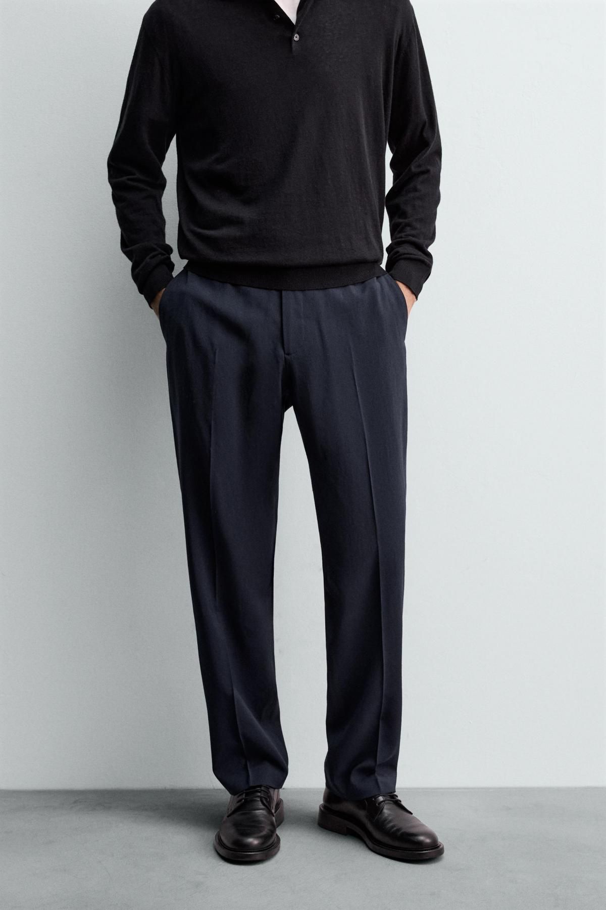 자라 이탈리안 울 클래식 테일러드 정장 팬츠 1564/518 NAVY BLUE - 메인 이미지