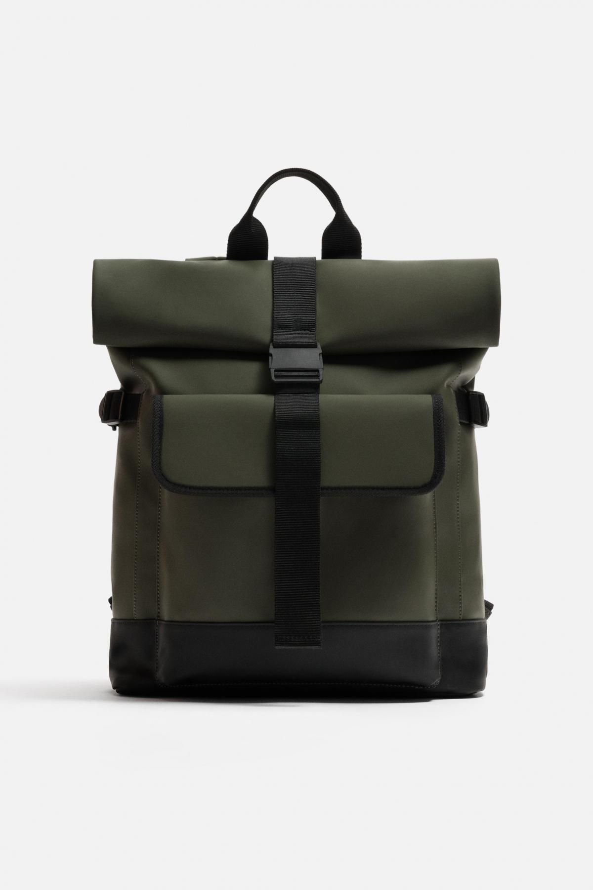 자라 테크니컬 러버라이즈드 롤탑 백팩 3203/620 KHAKI GREEN - 메인 이미지