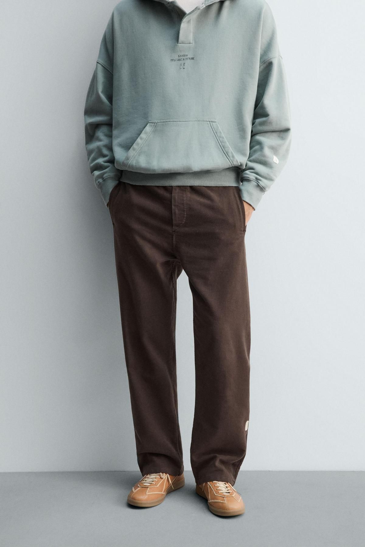 자라 스트레치 코튼 릴렉스핏 슬랙스 팬츠 7563/301 DARK BROWN - 상세 이미지 3