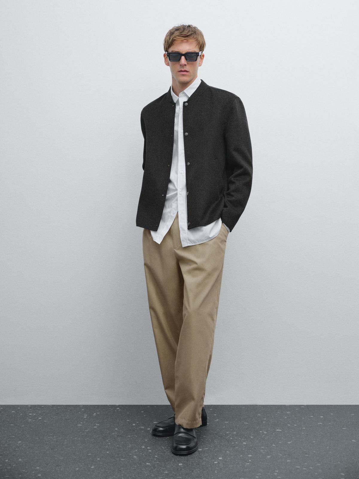 마시모두띠 더블 울 블렌드 봄버 재킷 2830/380 ANTHRACITE GREY - 상세 이미지 2