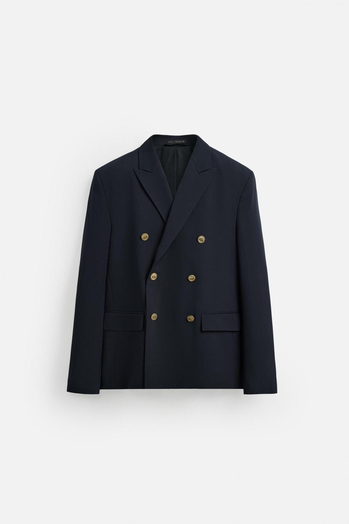자라 테크니컬 더블브레스트 메탈버튼 테일러드 재킷 1564/305 DARK NAVY - 상품 이미지