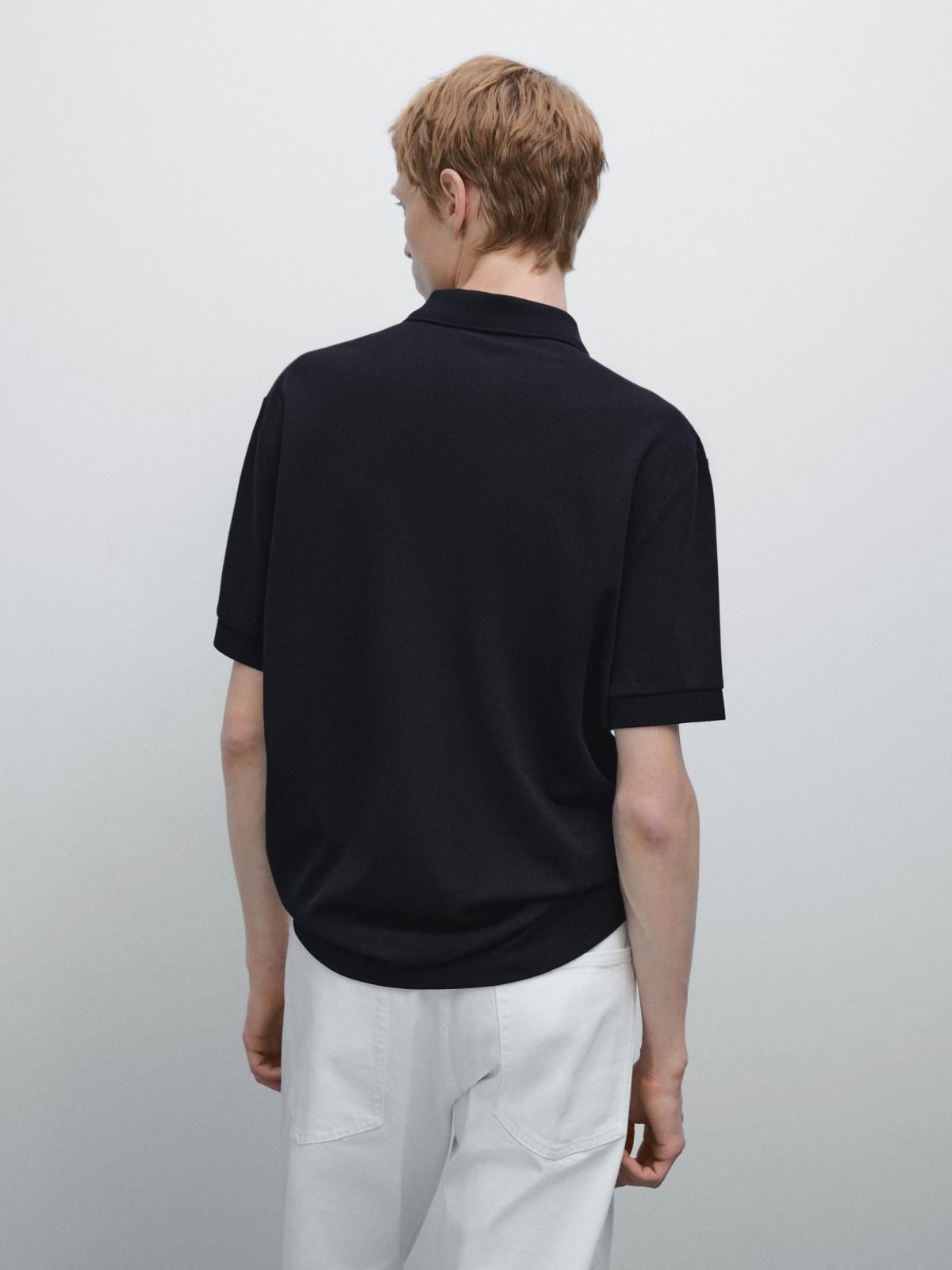 마시모두띠 미니멀 블랙 마이크로 텍스처 반팔 폴로셔츠 0605/156 NAVY BLUE - 상세 이미지 4
