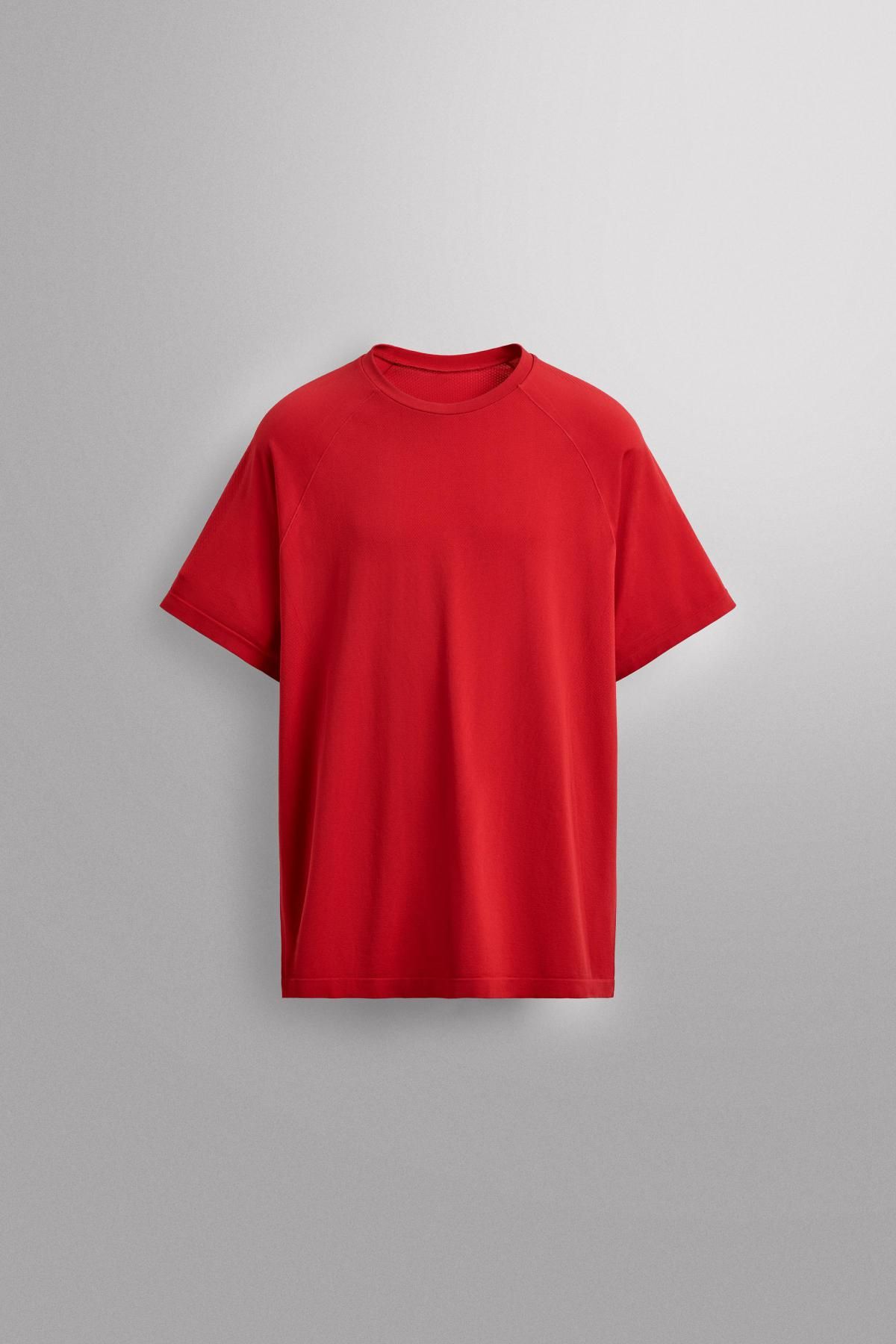 자라 테크니컬 레드 심리스 반팔 티셔츠 4388/300 RED - 메인 이미지