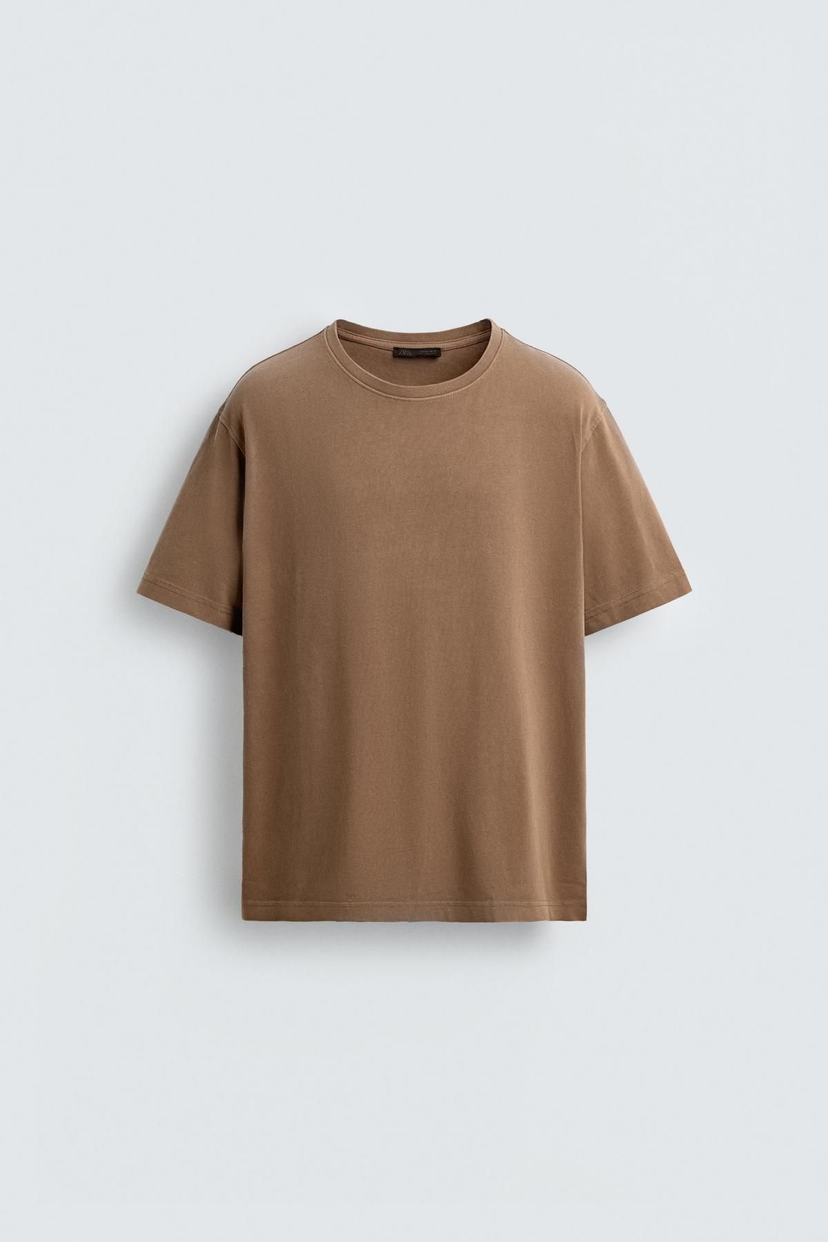 자라 브라운 워싱 레귤러핏 라운드 반팔 티셔츠 9240/305 LIGHT BROWN - 메인 이미지