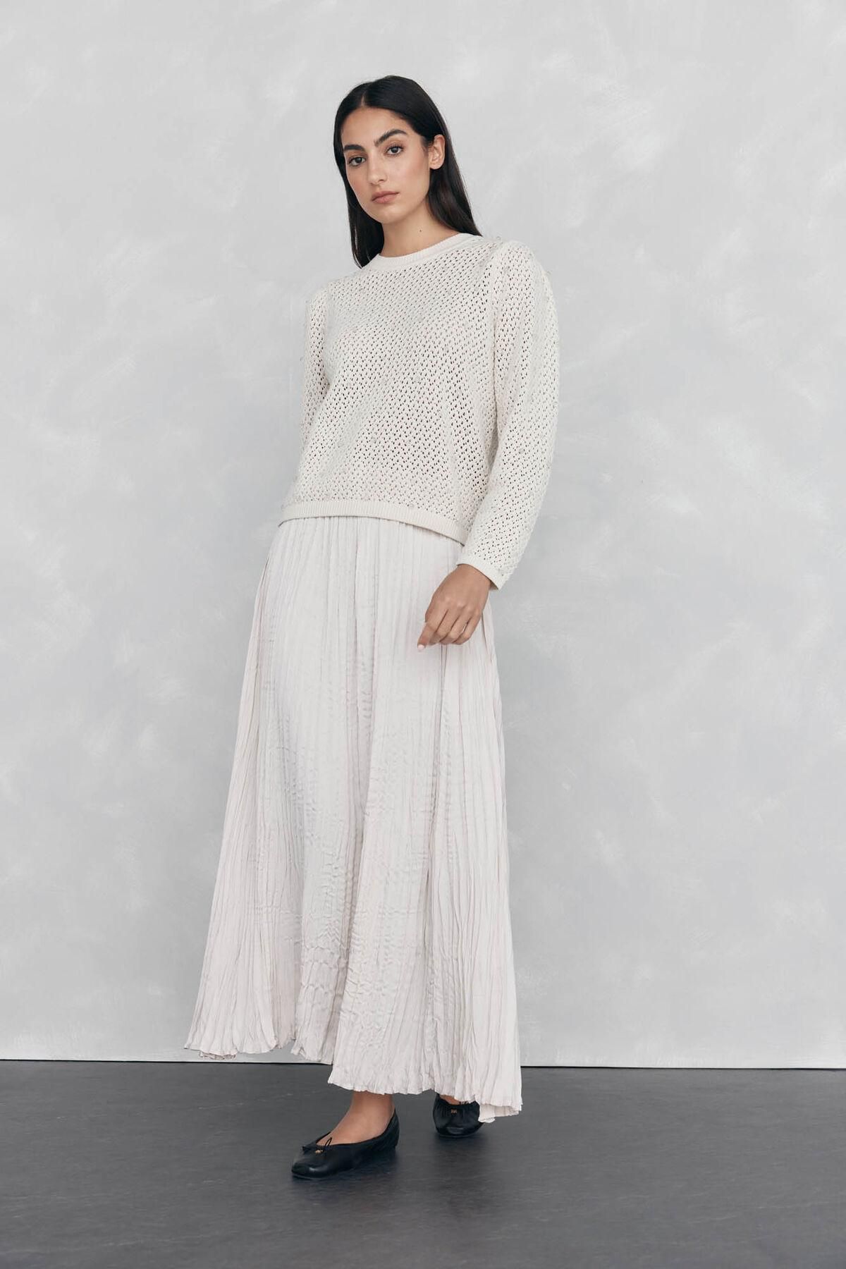 페드로 델 이에로 새틴 플리츠 밴딩 롱 스커트 7592143 BEIGE - 상세 이미지 2